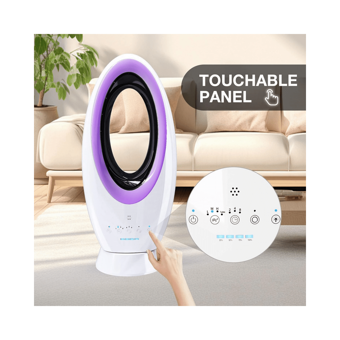 2 Advwin Wireless Bladeless Tower Fan, Outdoor Indoor Use 12000mah, 2 of 7