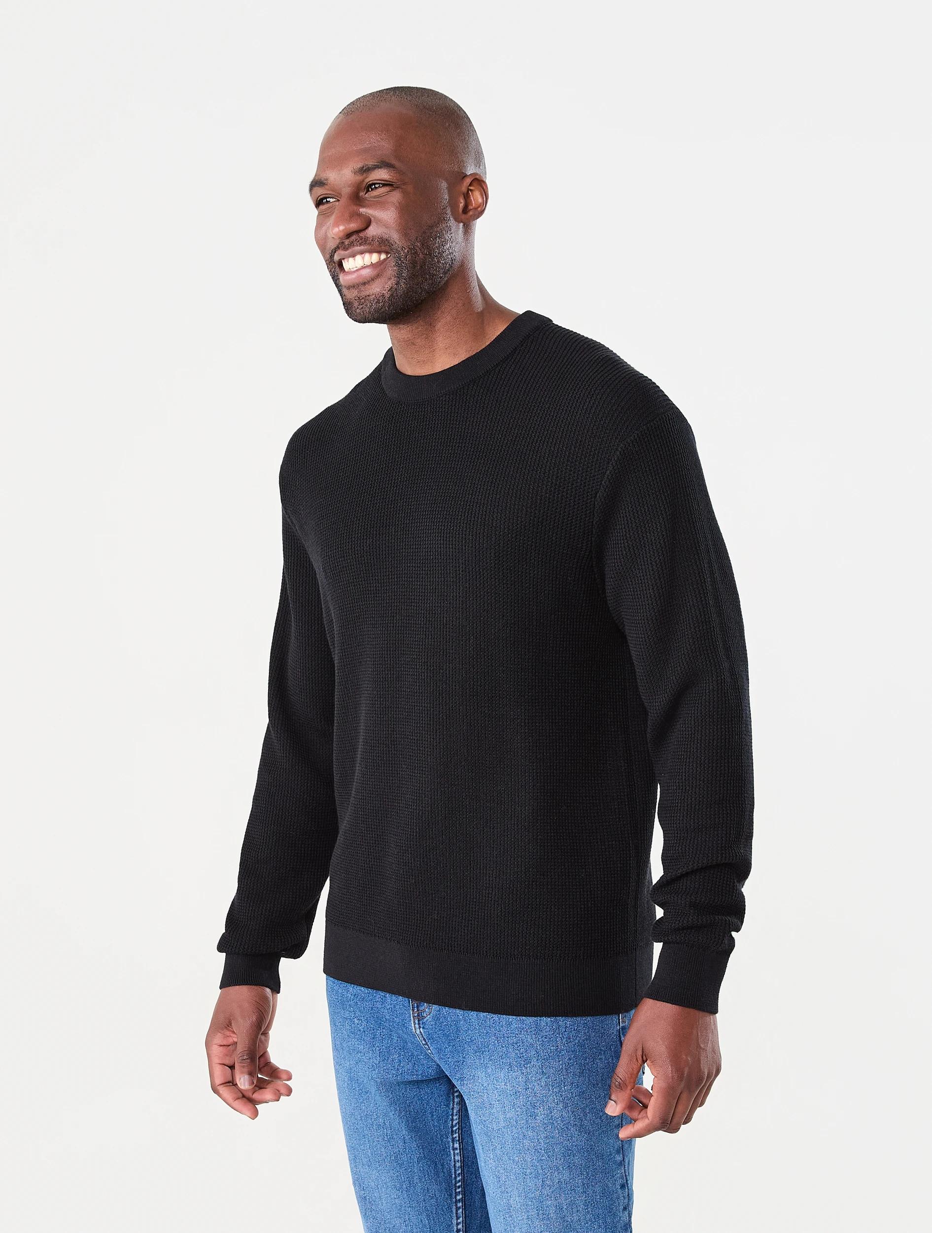 2 Lightweight Crew Neck Knit Jumper Black, 2 of 7