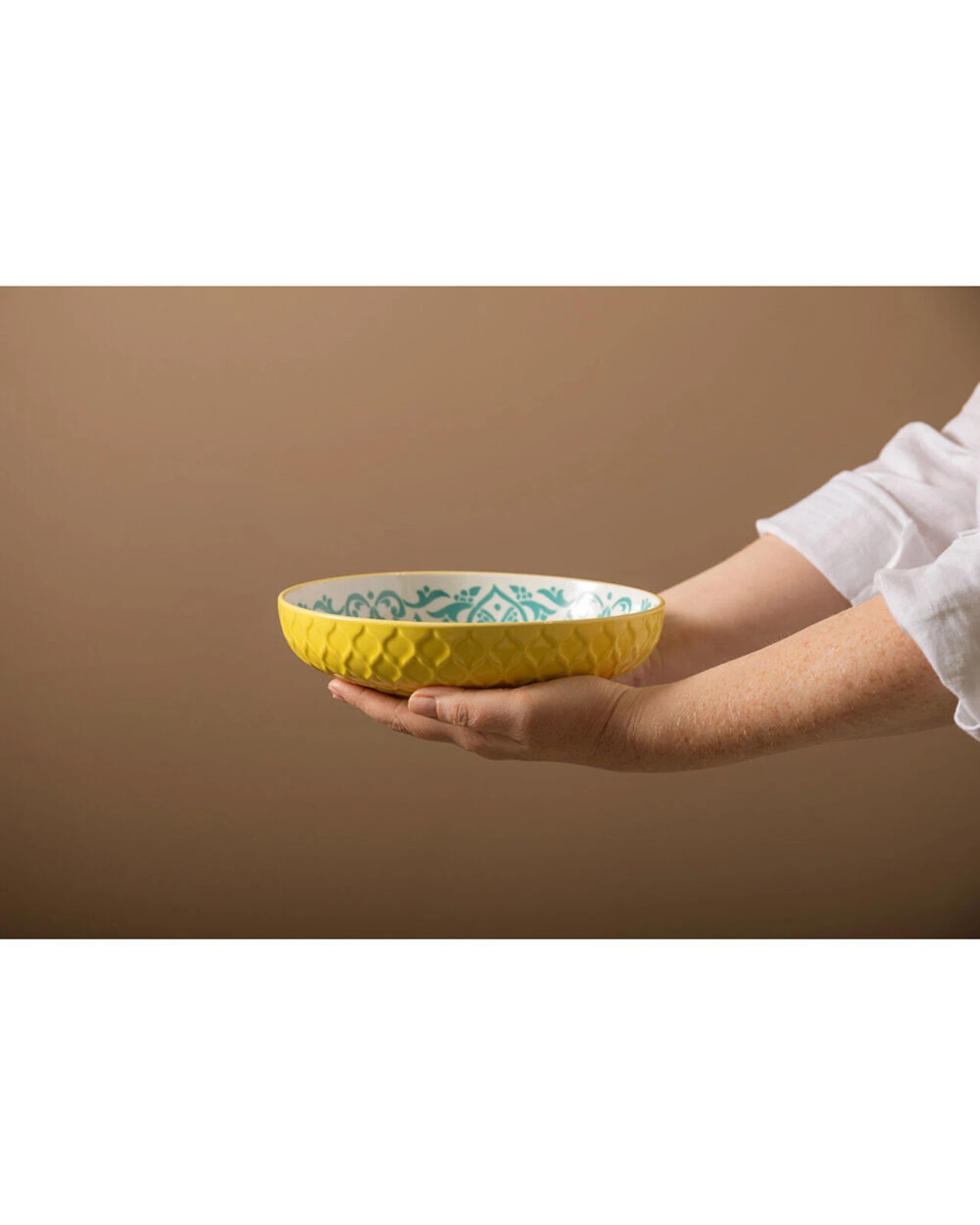 6 Mikasa 4PK Geometric Ceramic Bowl Round Dinnerware 21cm Stoneware Microwave - Multi, 6 of 7