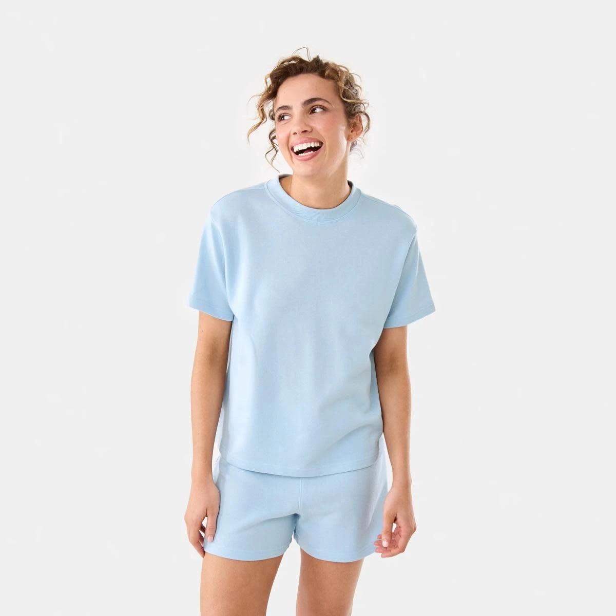 7 Active Womens Terry T-shirt Blu Spindl, 7 of 7