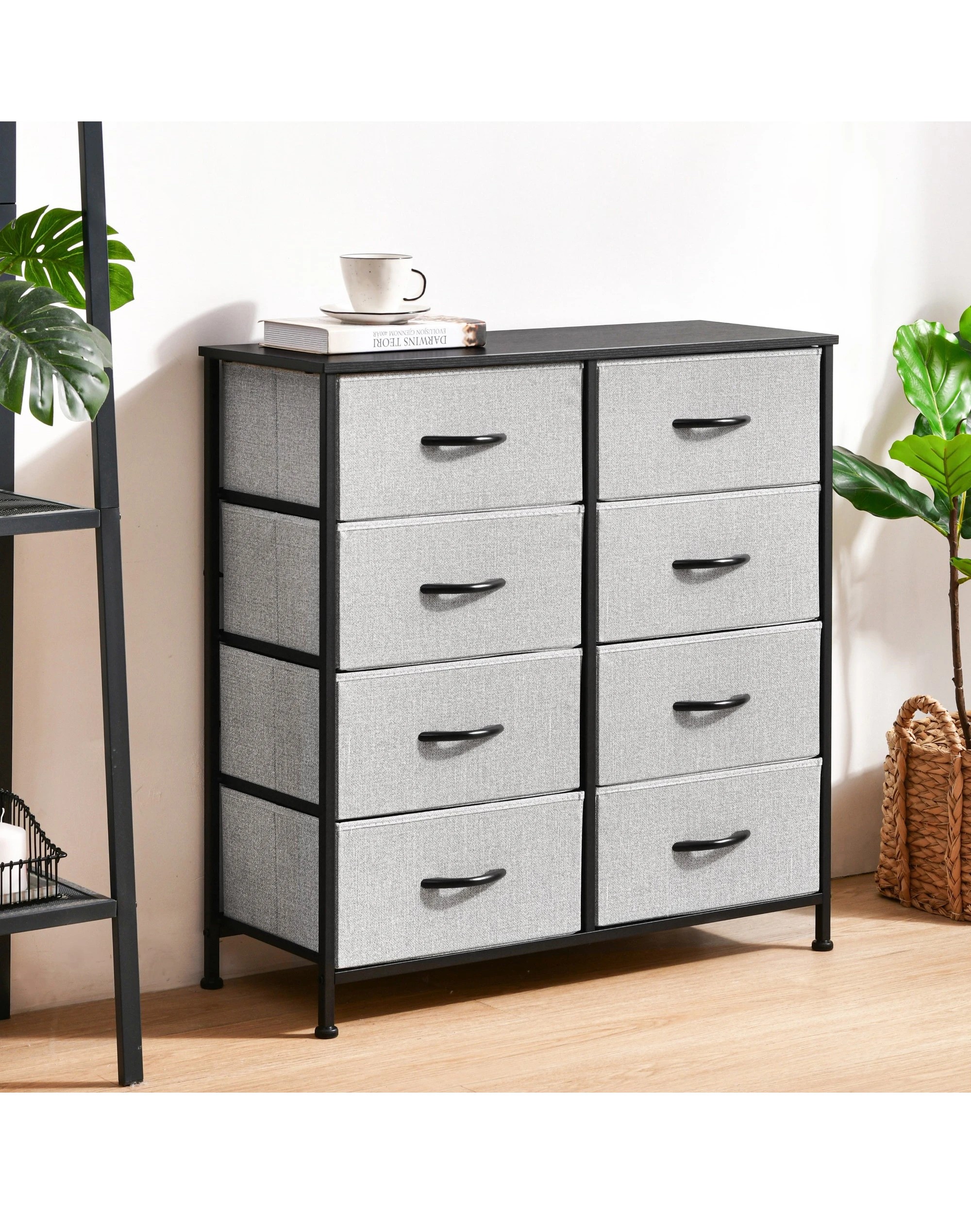 2 Sherwood Luna 8 Drawer Fabric Home Storage Dresser - Grey, 2 of 8
