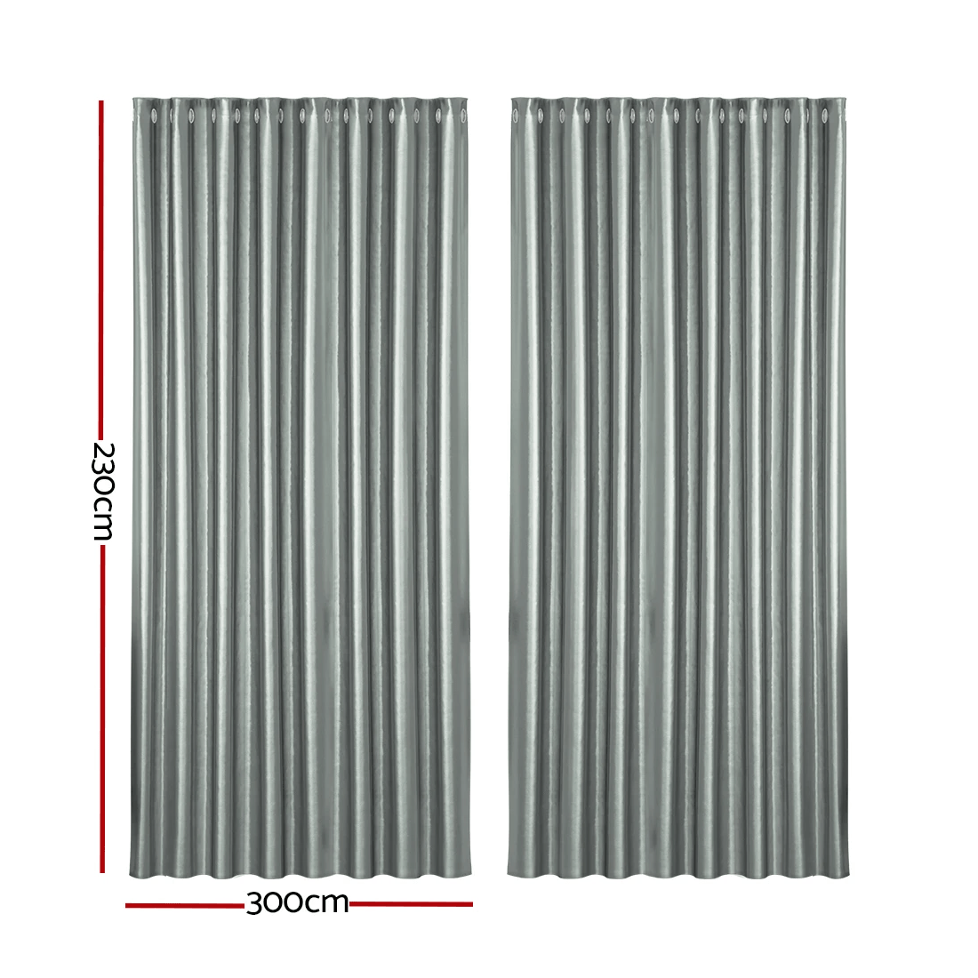 2 Artiss 2X Blockout Curtains Eyelet 300x230cm Shine - Grey, 2 of 6