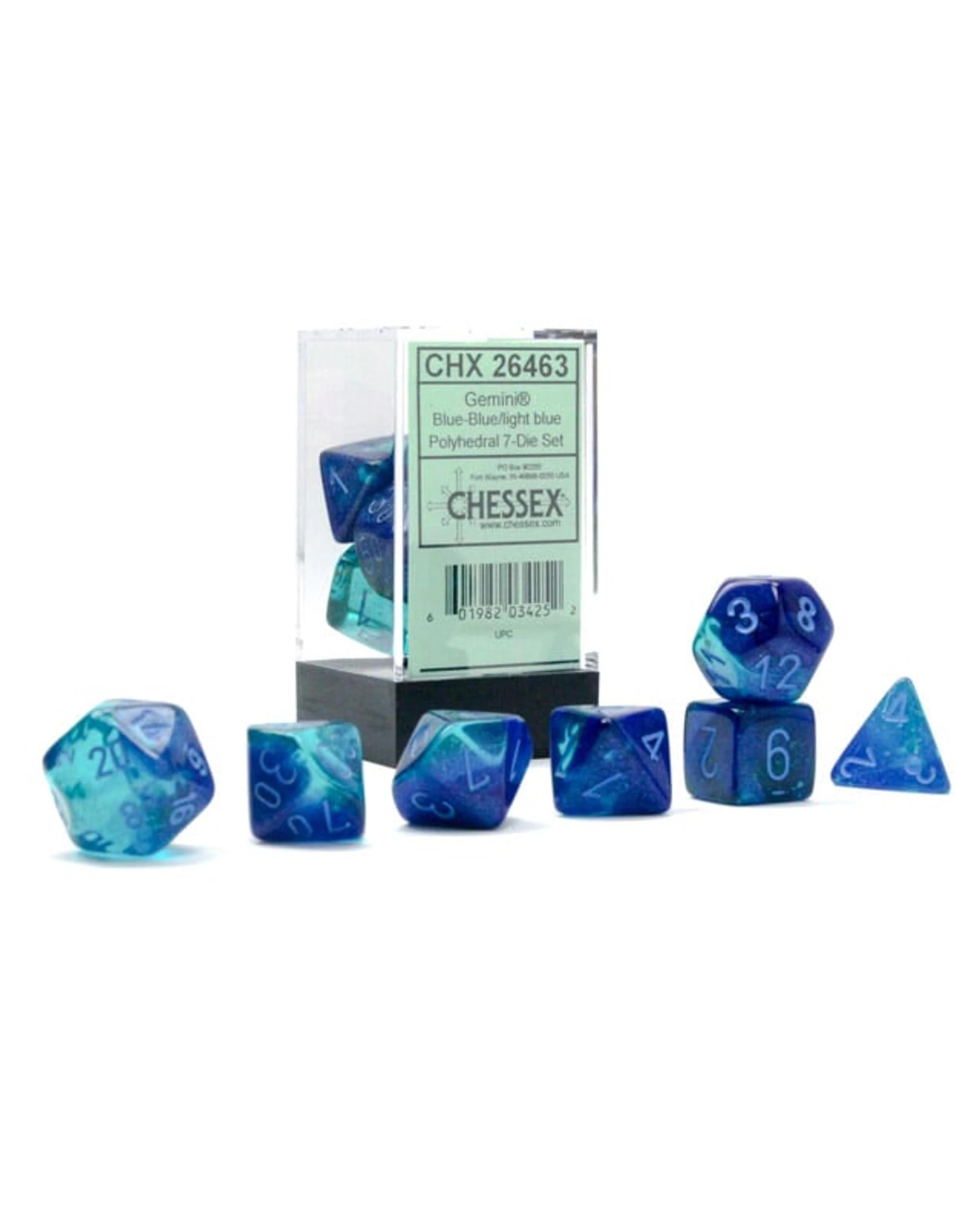 1 Chessex Gemini Luminary Polyhedral 7-Die Dice Set - Blue and Light Blue - Blue, 1 of 3