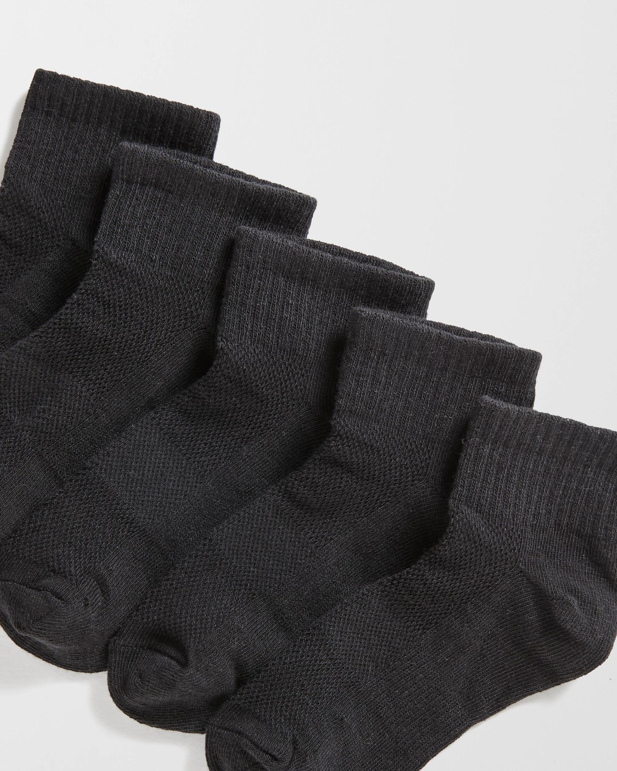 2 Maxx Australian Cotton Blend Lightweight Sport Quarter Crew Socks 5 Pack BLACK, 2 of 3