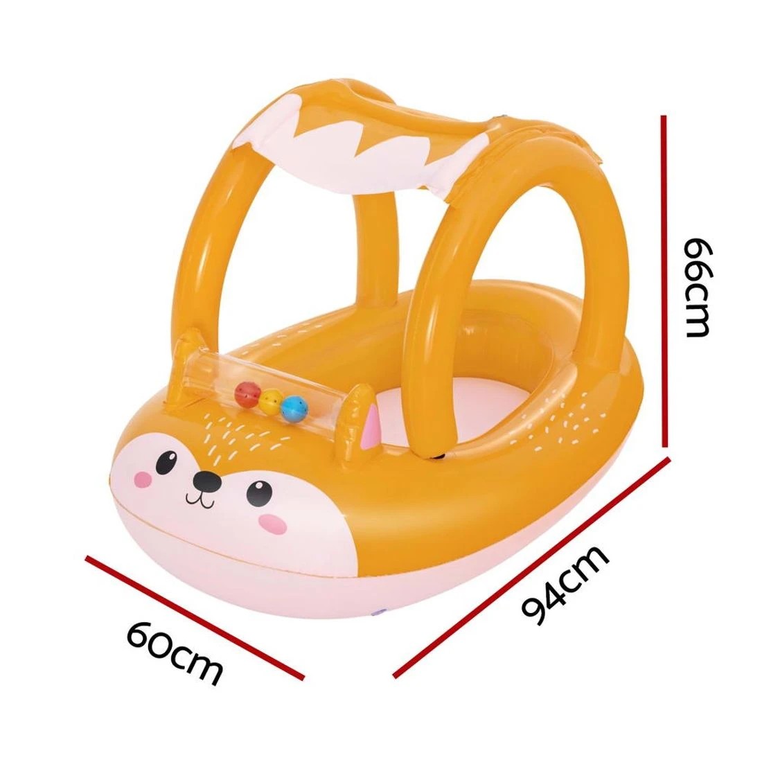 2 Bestway Kids Inflatable Fox Swim Float Floating Seat Canopy Pool Toys 94x66CM - Multi, 2 of 4