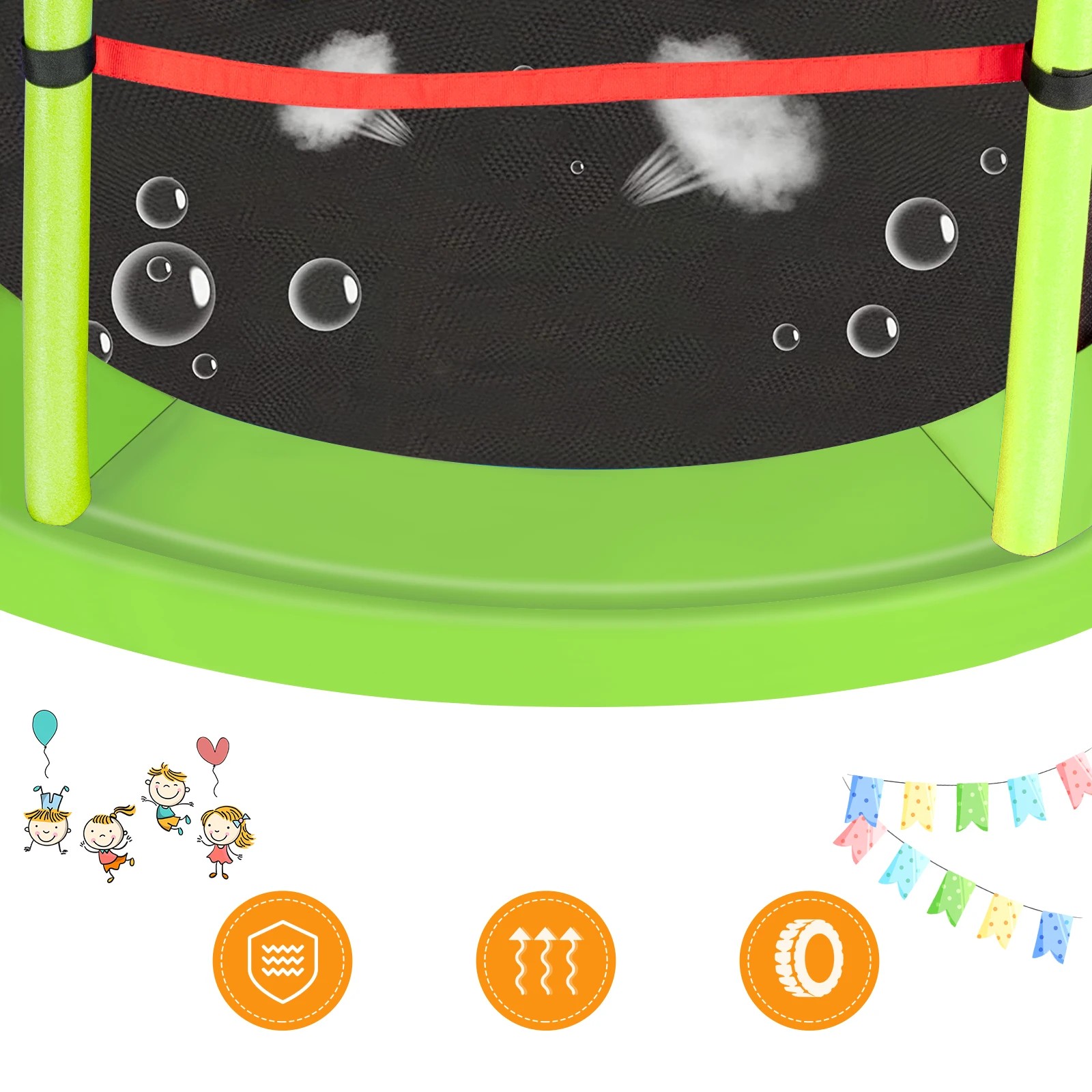 5 Costway Kids Trampoline Bouncer Jumping Trampolines w/Enclosure Net Gift Green, 5 of 6