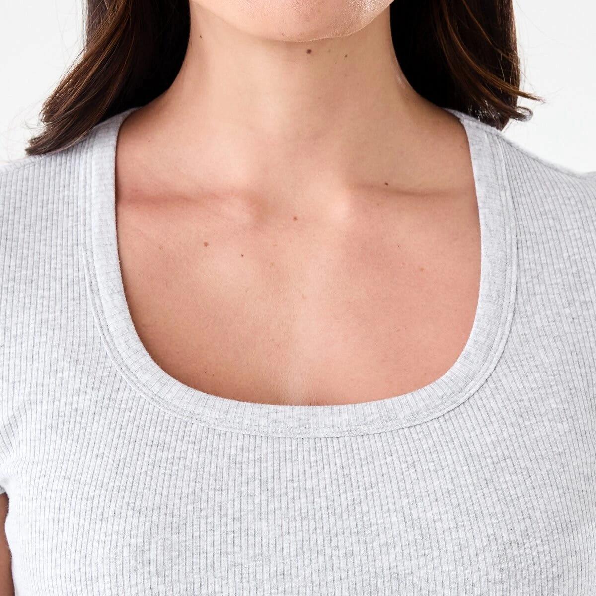 5 Short Sleeve Rib Square Neck T-shirt Slvr Marle, 5 of 5