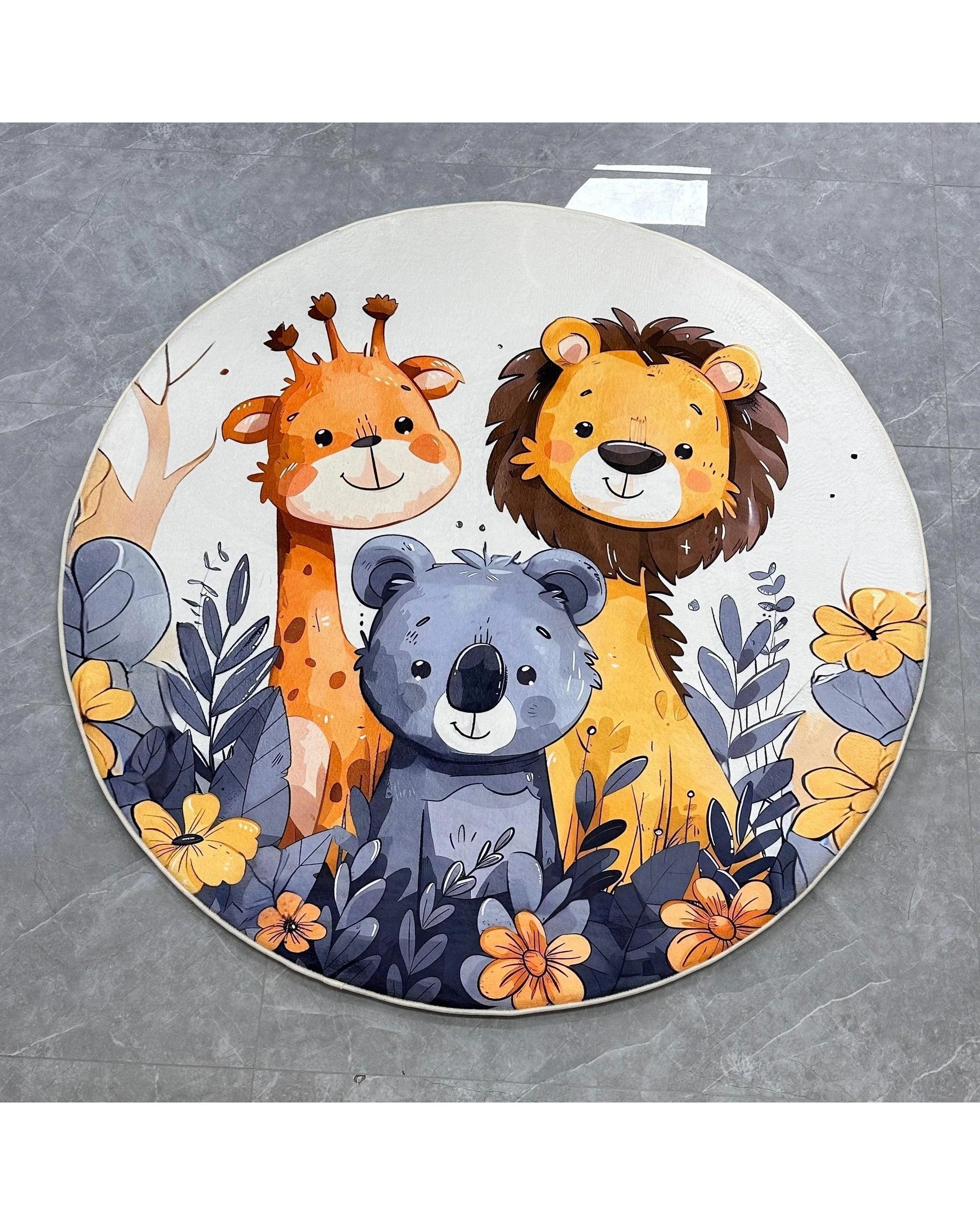 3 La Grace Home Ultra Soft Kids Tiger Giraffe Koala Plush Mat - 120x120cm, 3 of 4