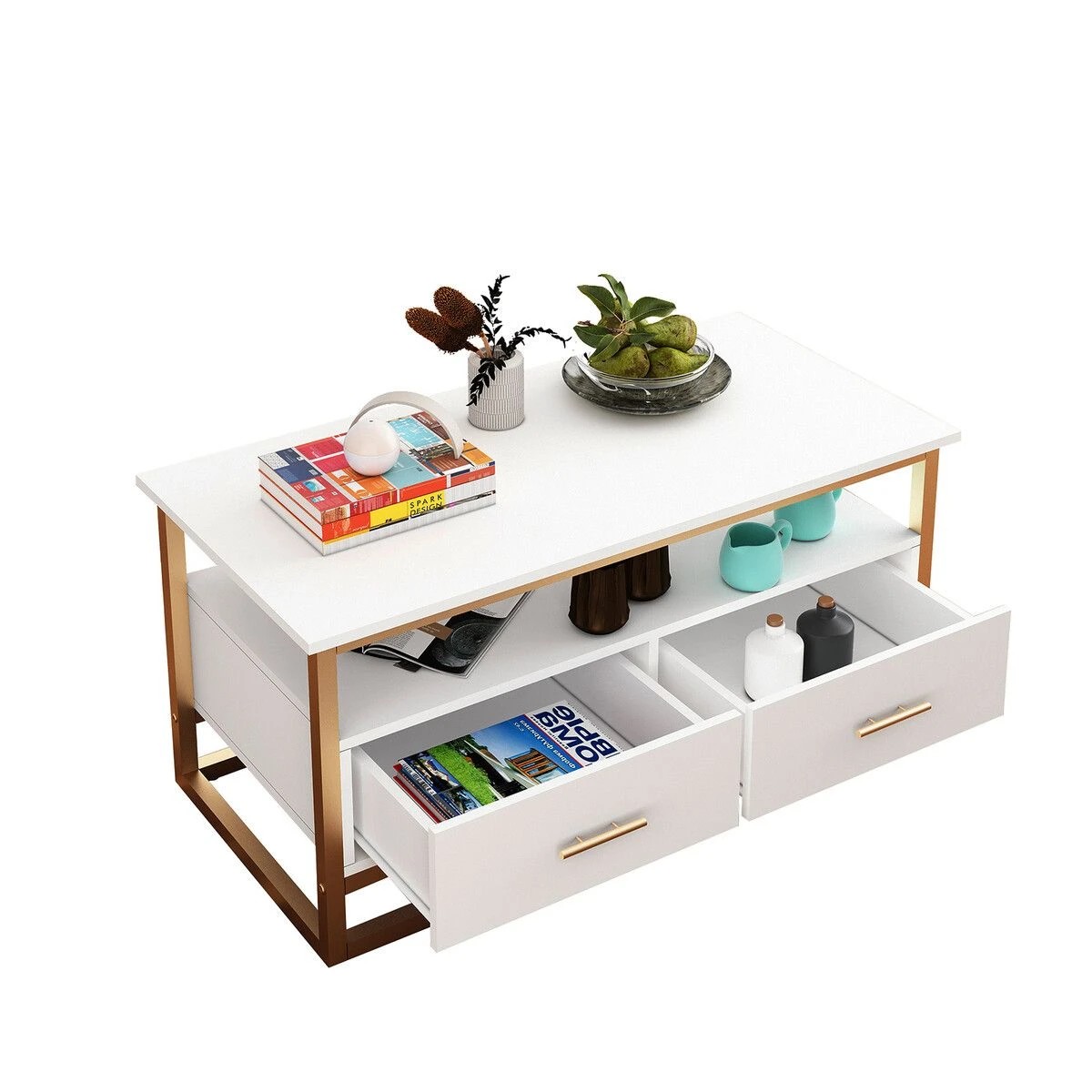 3 AUSWAY TV Stand Media Console Modern Storage Table Entertainment Centre Hidden Compartments Open Shelves, 3 of 3