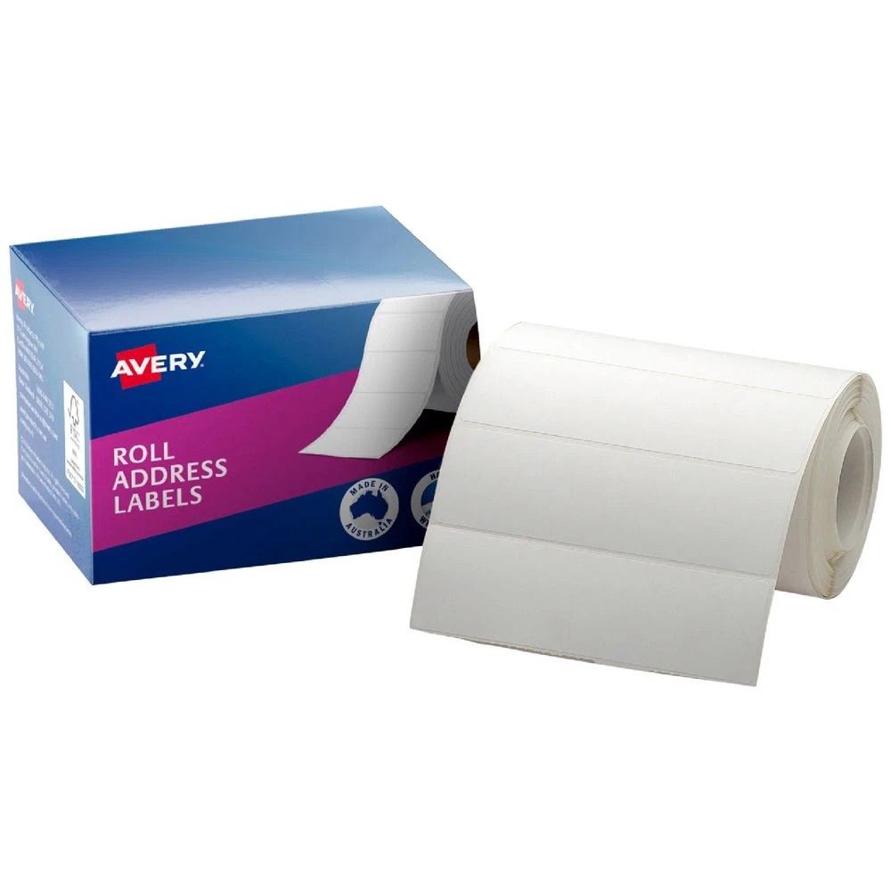 1 Avery Roll Address Labels 125 x 36mm White 500 Pack, 1 of 1