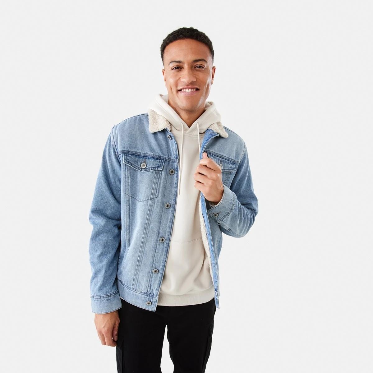 1 Denim Sherpa Jacket Light Wash, 1 of 8