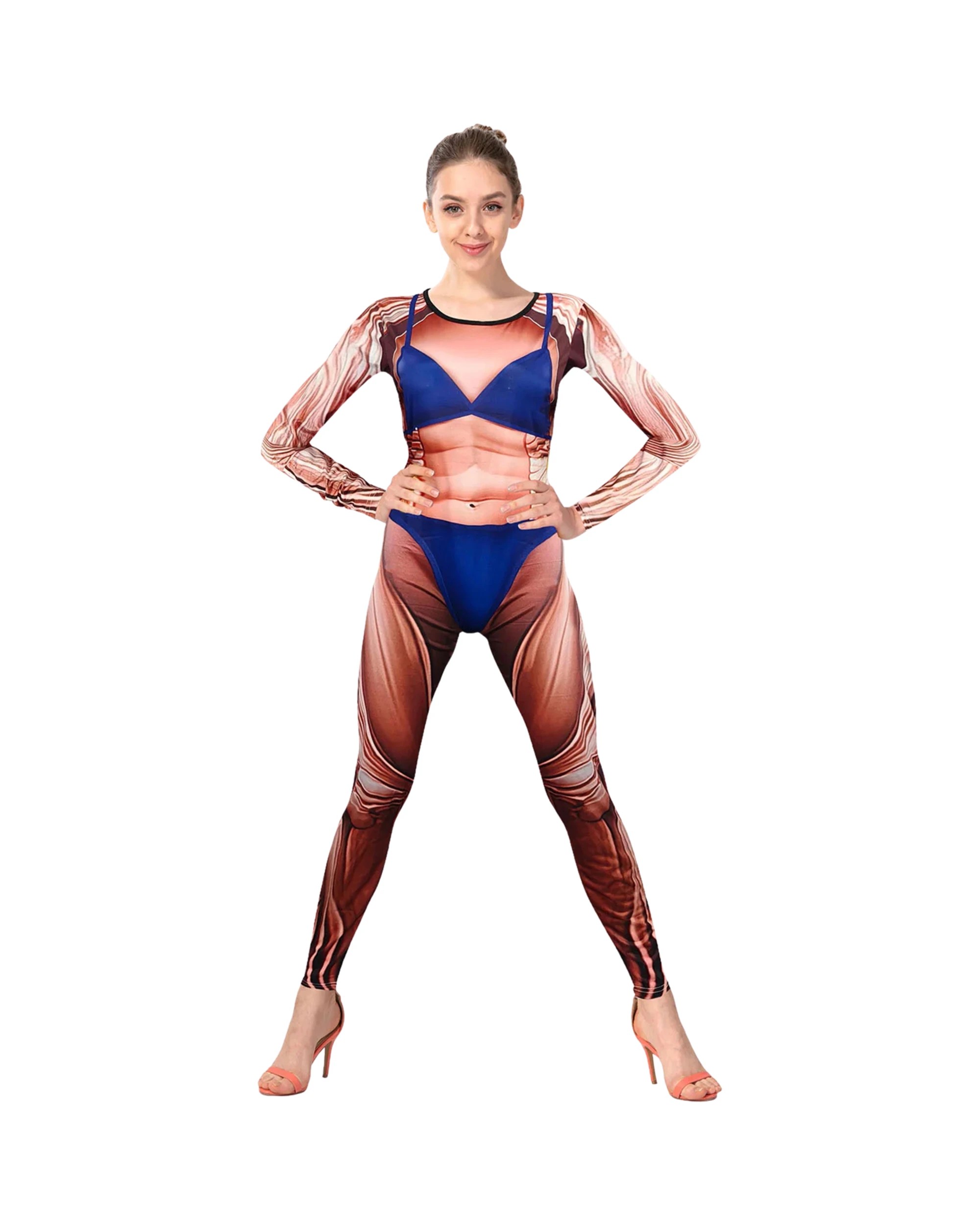 1 JD Party Women's Body Builder Costume - One Size - Beige, 1 of 4