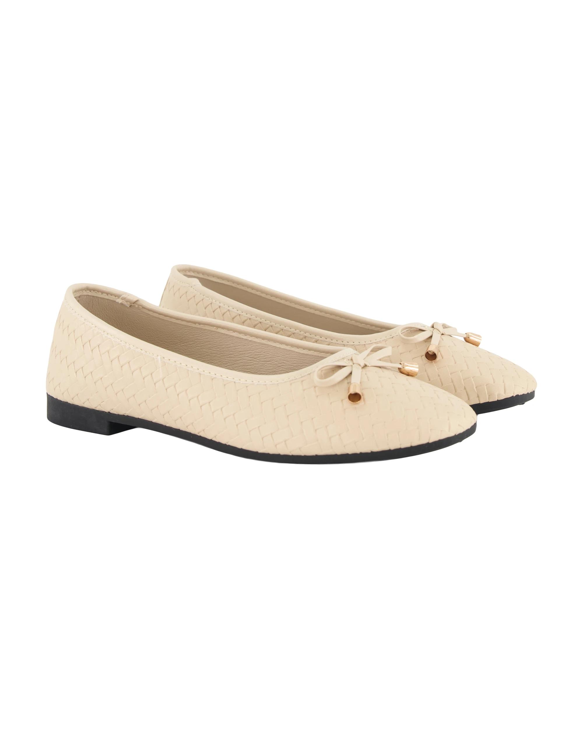 3 Textured Ballet Flats Ivory, 3 of 3
