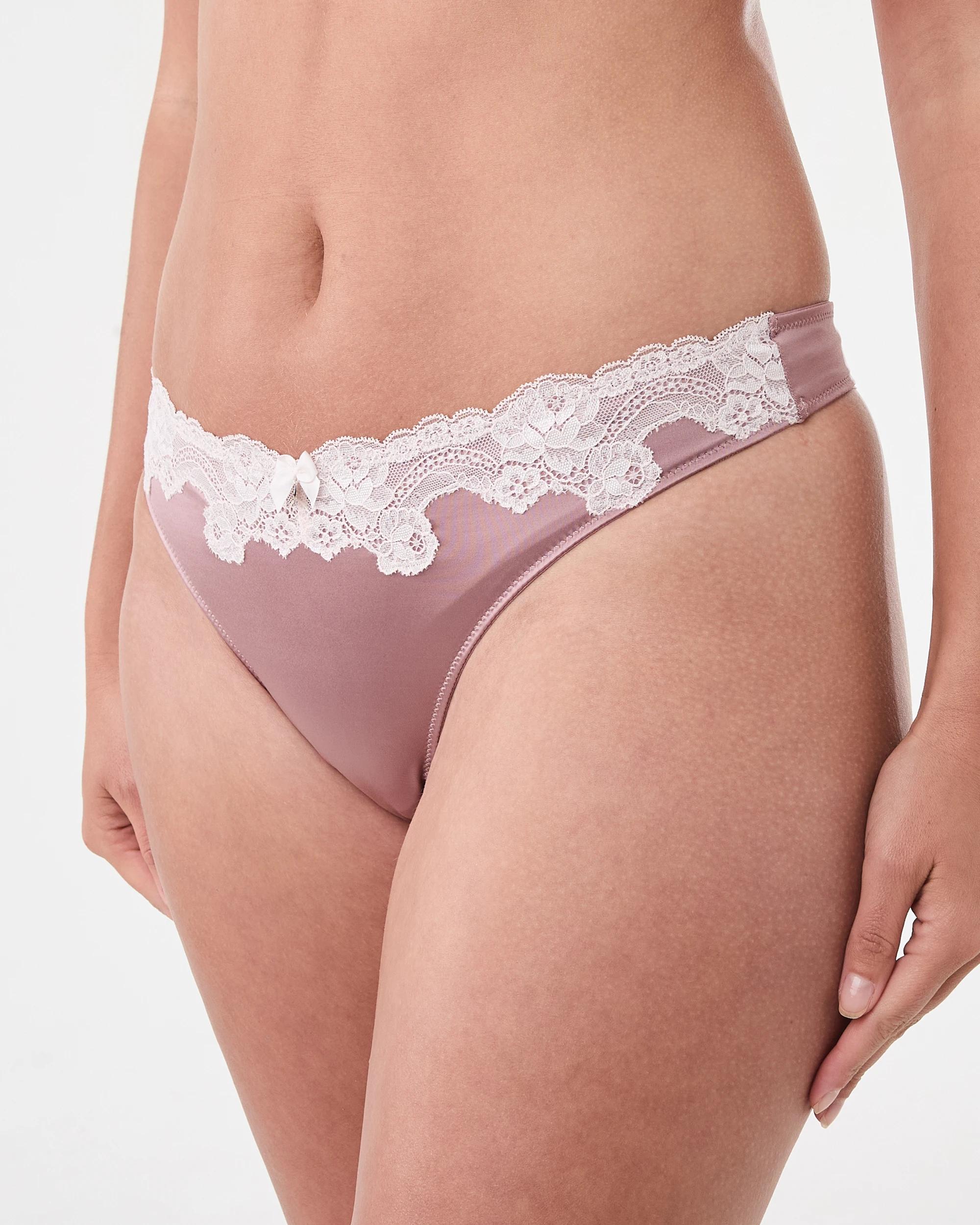 3 Co-ordinated Satin Lace G-String Briefs Rse Quartz, 3 of 5