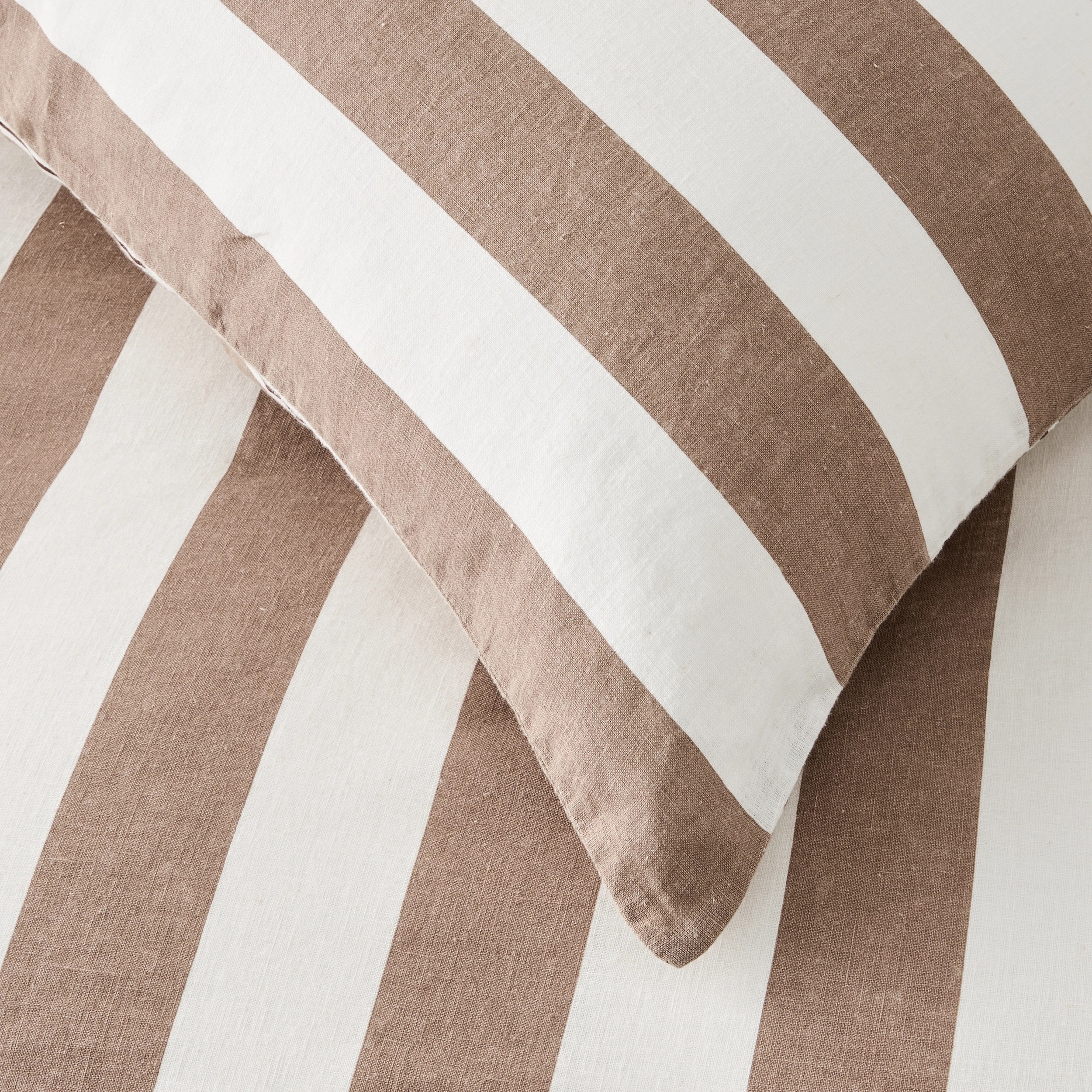 4 Stripe Linen Cotton Reversible Quilt Cover Set - Super King Bed, Tan and Off White, 4 of 8