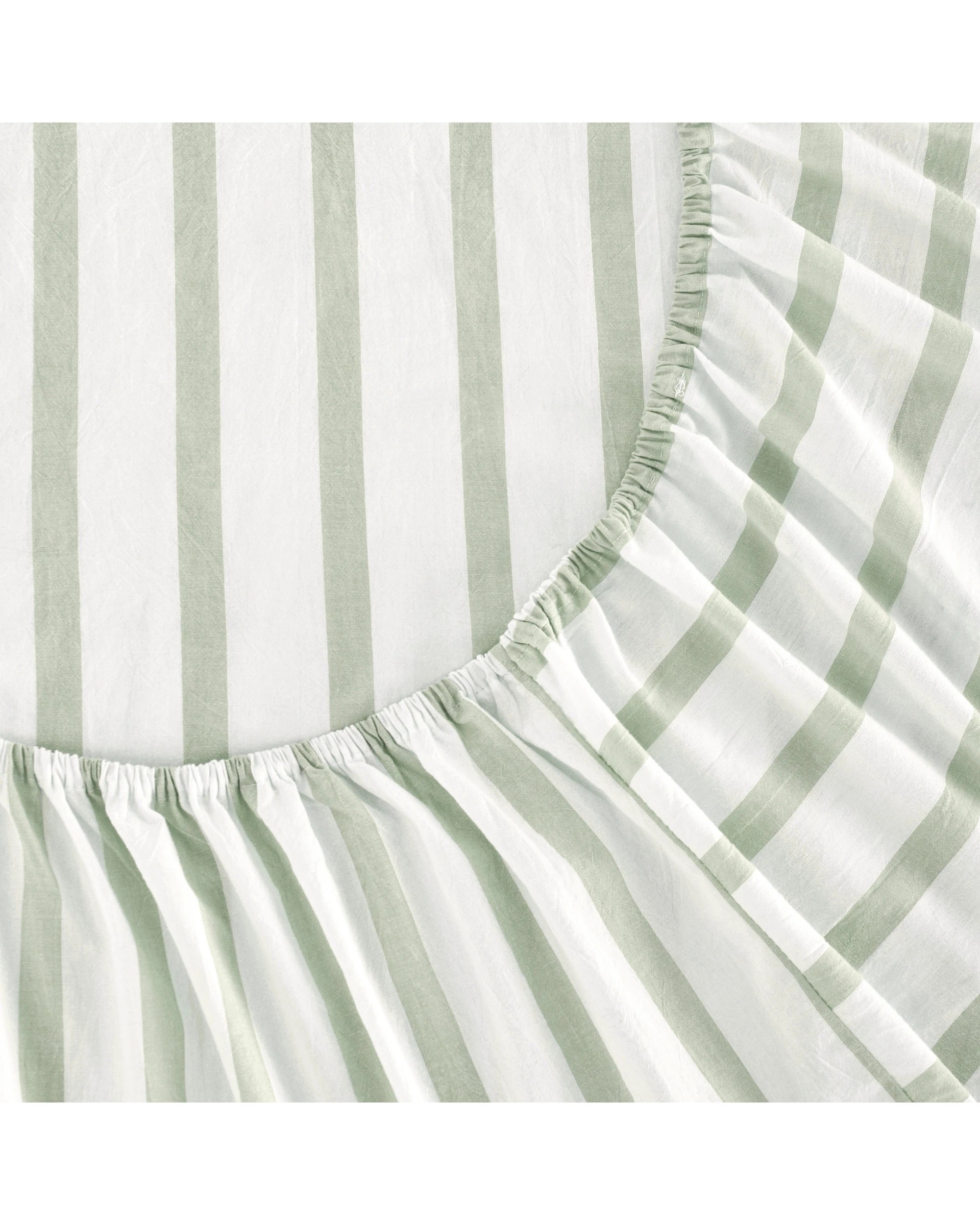 4 Dreamaker Bask Yarn Dyed Washed Cotton Striped Sheet Set - King Single Bed - Sage, 4 of 7