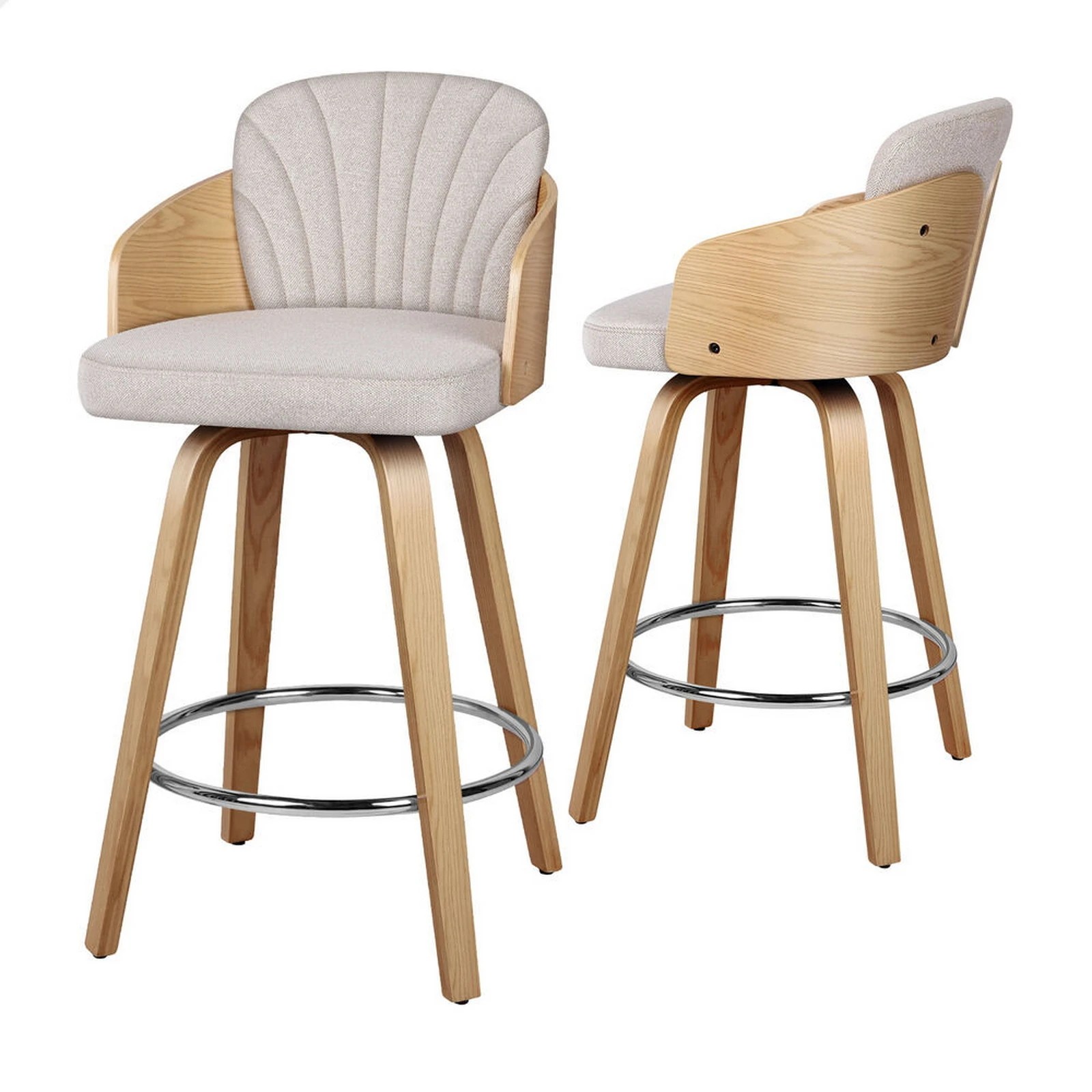 1 Alfordson 2x Swivel Bar Stools Alice Kitchen Wooden Dining Chair-Grey, 1 of 10