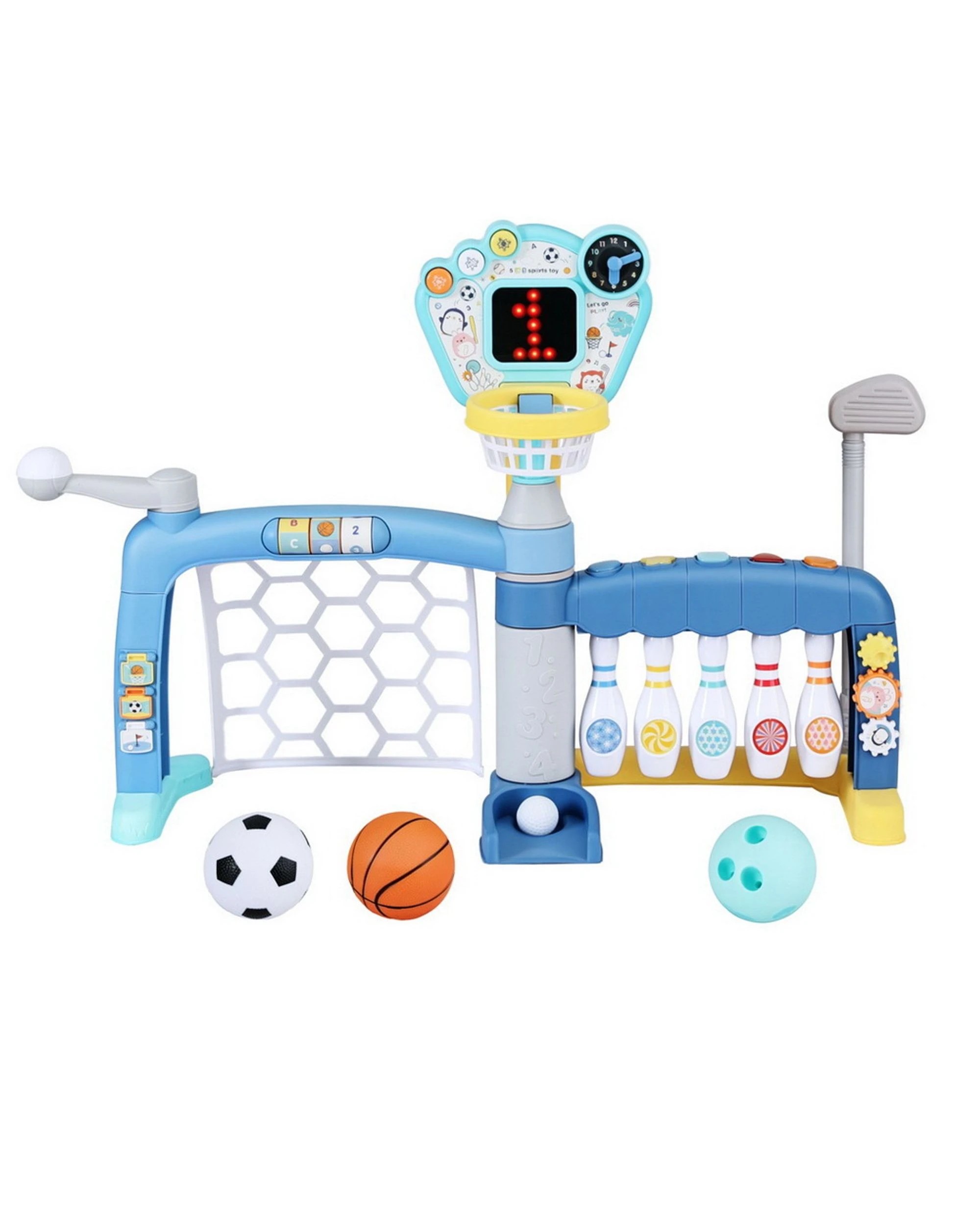 3 Keezi Kids Basketball Hoop Stand Bowling Baseball Golf Game Sports Toys Set - Multi, 3 of 4