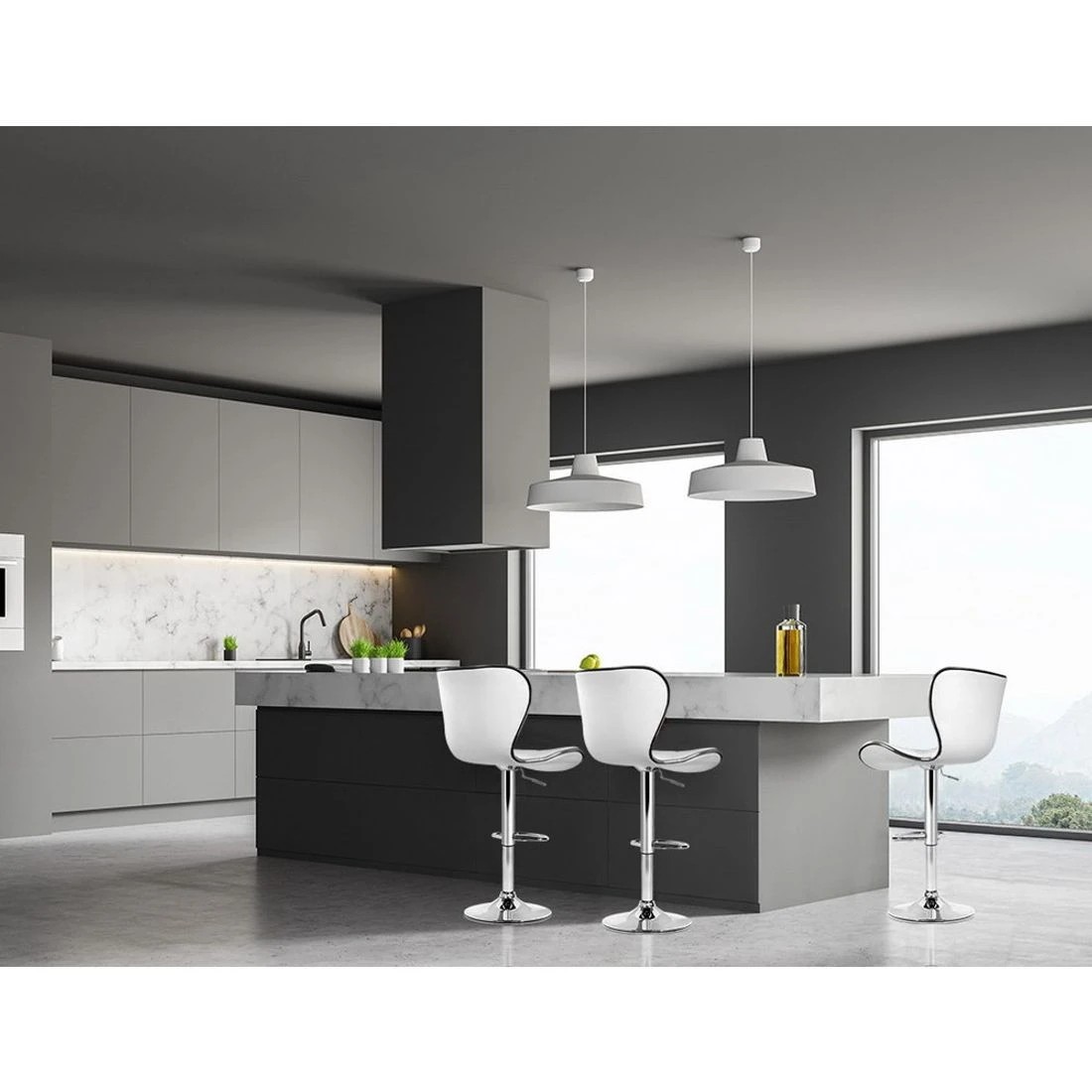 6 Artiss 4x Bar Stools Gas Lift Leather Seat - White, 6 of 6