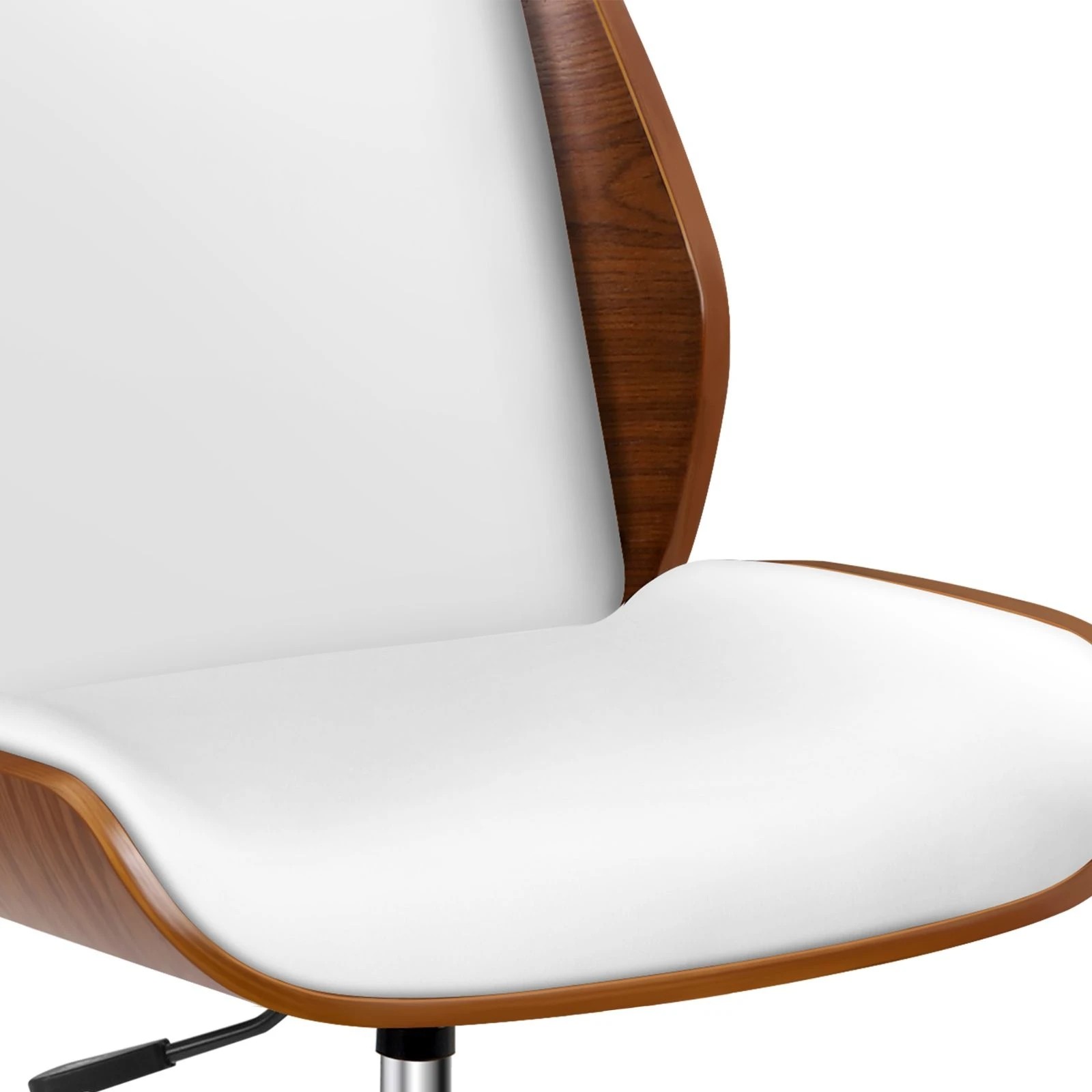 5 Alfordson Wooden Office Chair Computer Chairs Home Seat PU Leather - White, 5 of 10