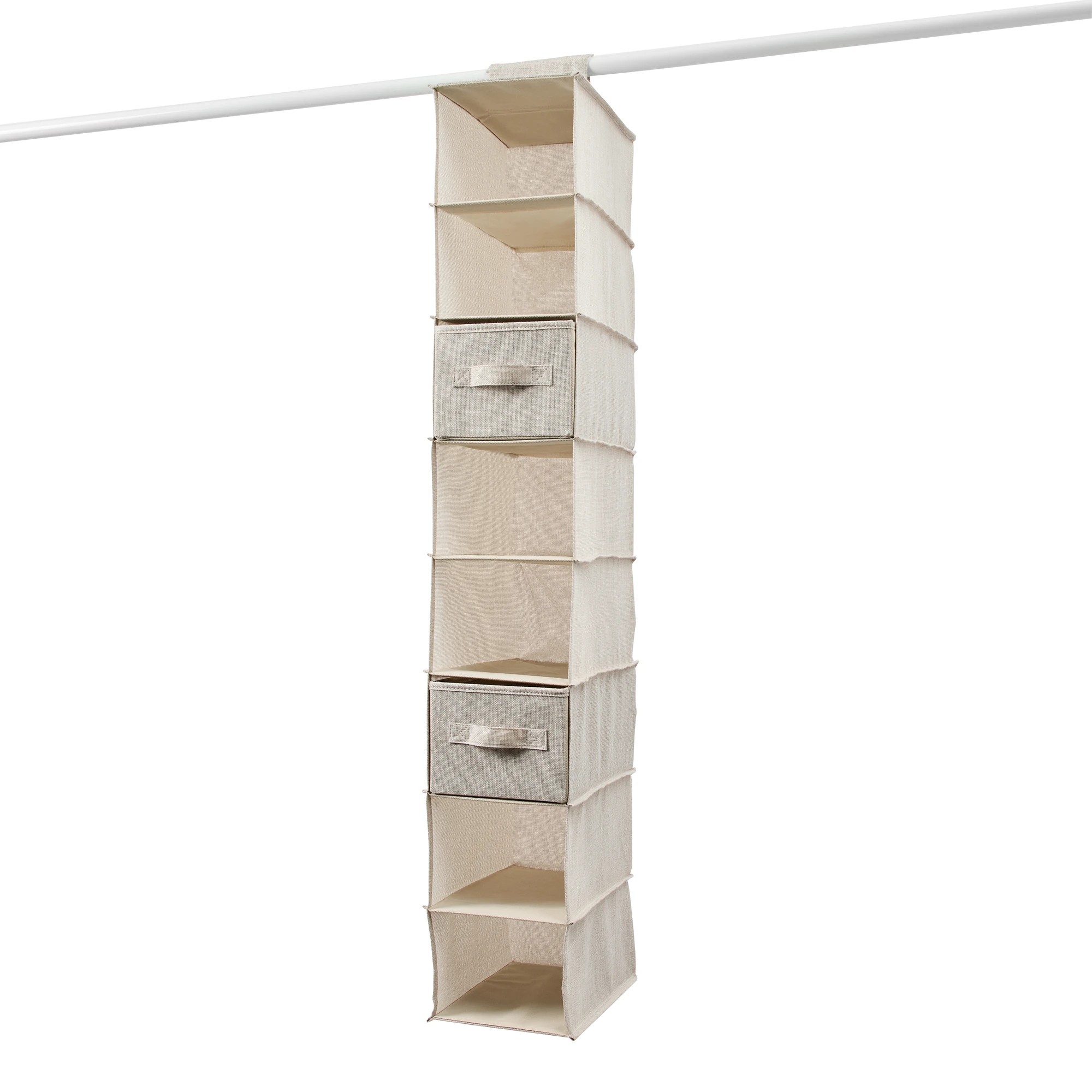 4 Linen Look Narrow Hanging Shelving with Drawers, 4 of 8
