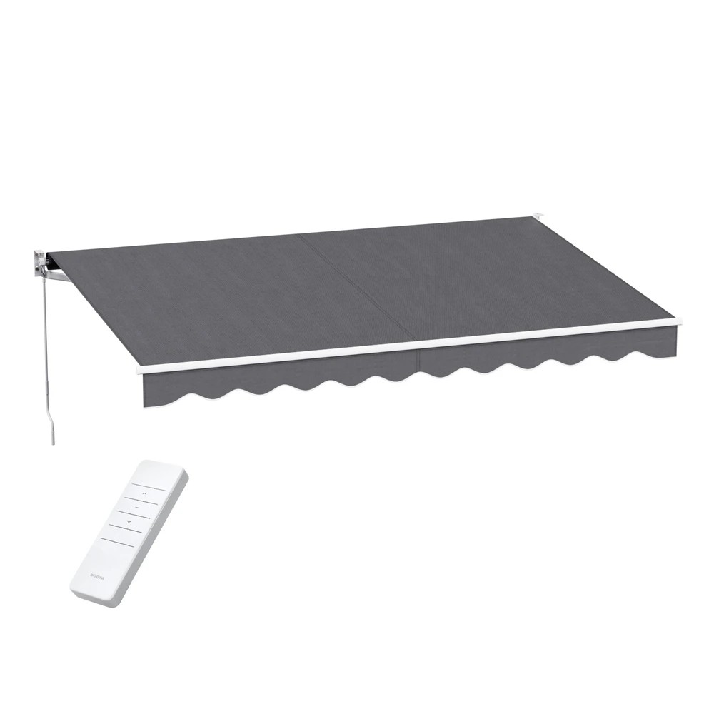 1 Instahut Retractable Folding Arm Awning Motorised Sunshade 4Mx2.5M - Grey, 1 of 6