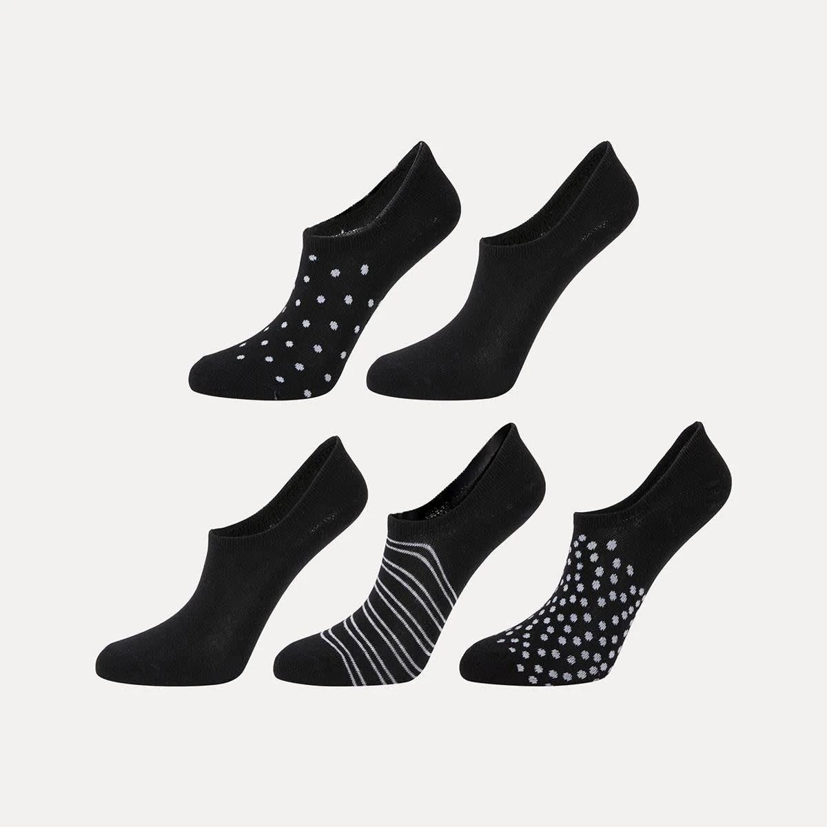 1 5 Pack Jacquard Sneaker Socks Black, 1 of 3