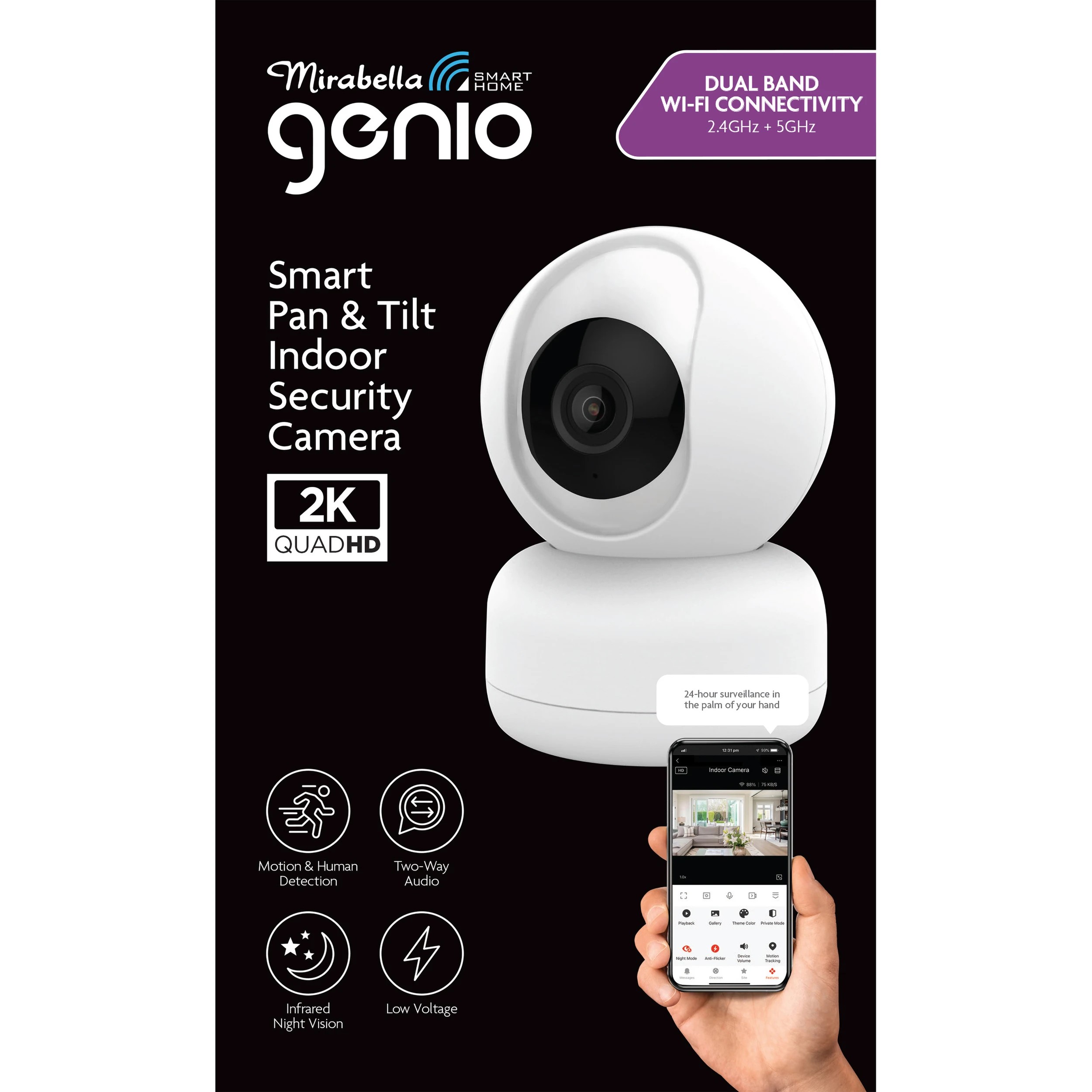 1 Mirabella Genio Smart Pan & Tilt Indoor Security Camera, 1 of 10