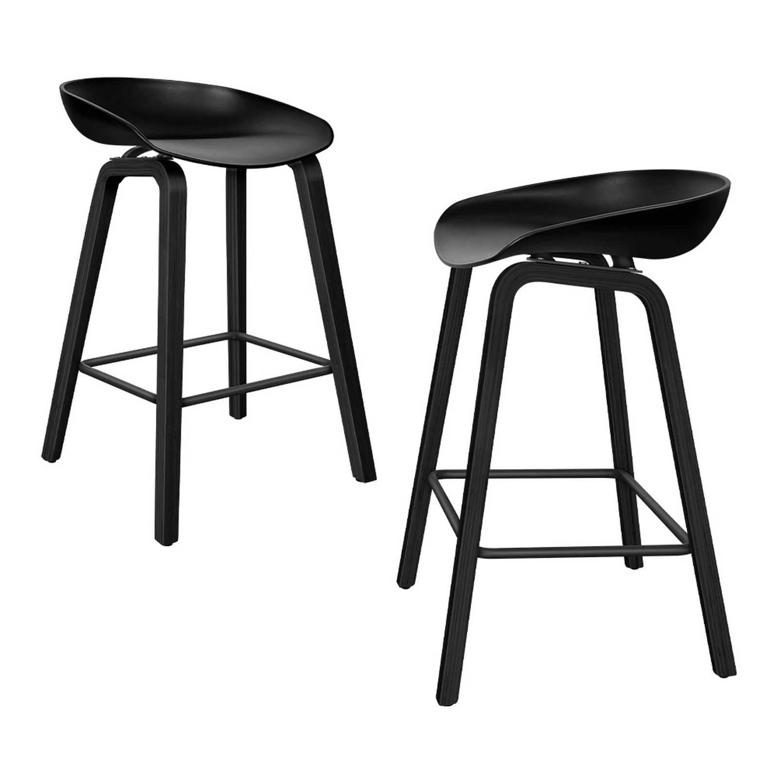 1 Alfordson 2x Kitchen Bar Stools Counter Wooden Chairs - Black, 1 of 10