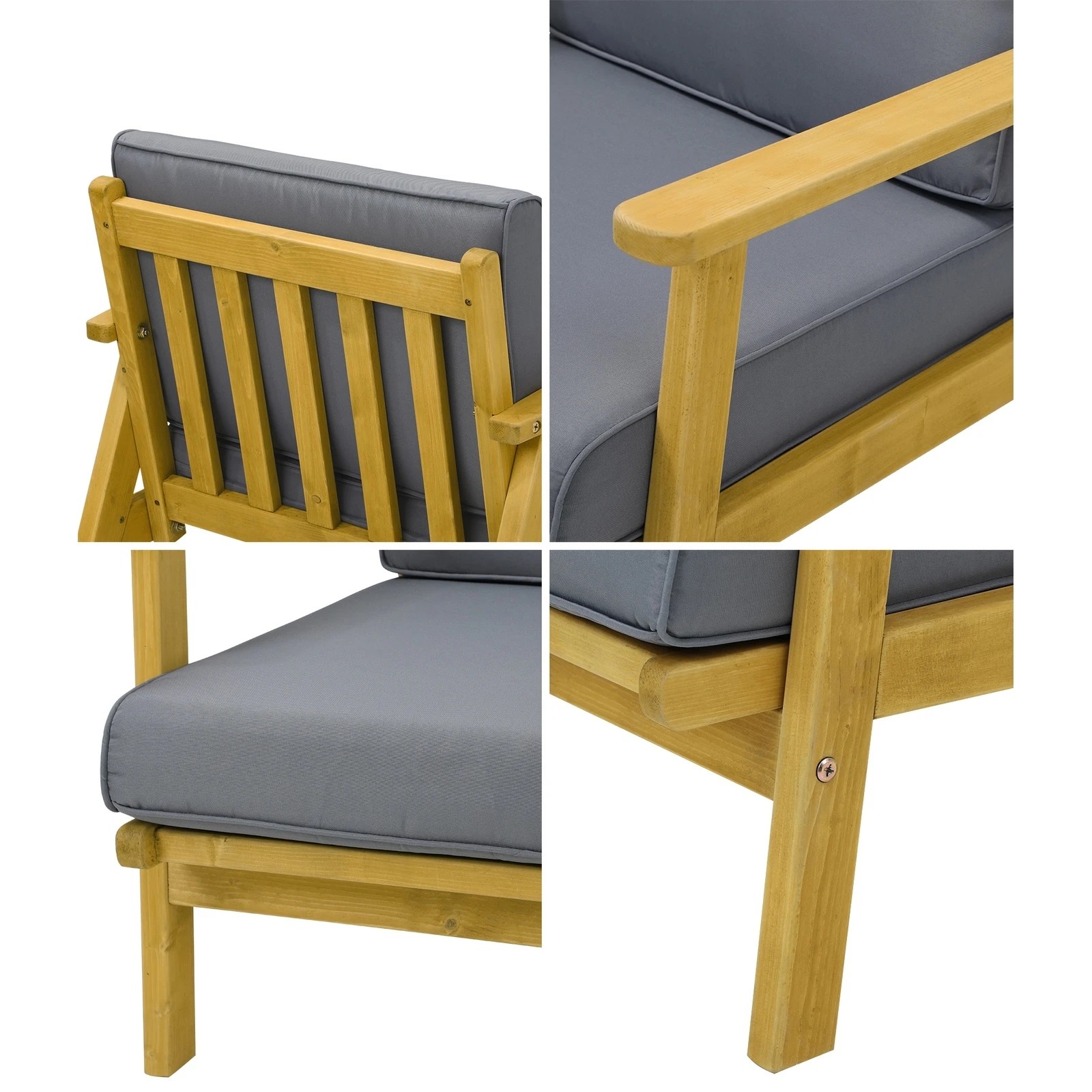 5 Livsip Outdoor Armchair Furniture Lounge Wooden Chair Patio Garden Sofa Set - Multi, 5 of 9