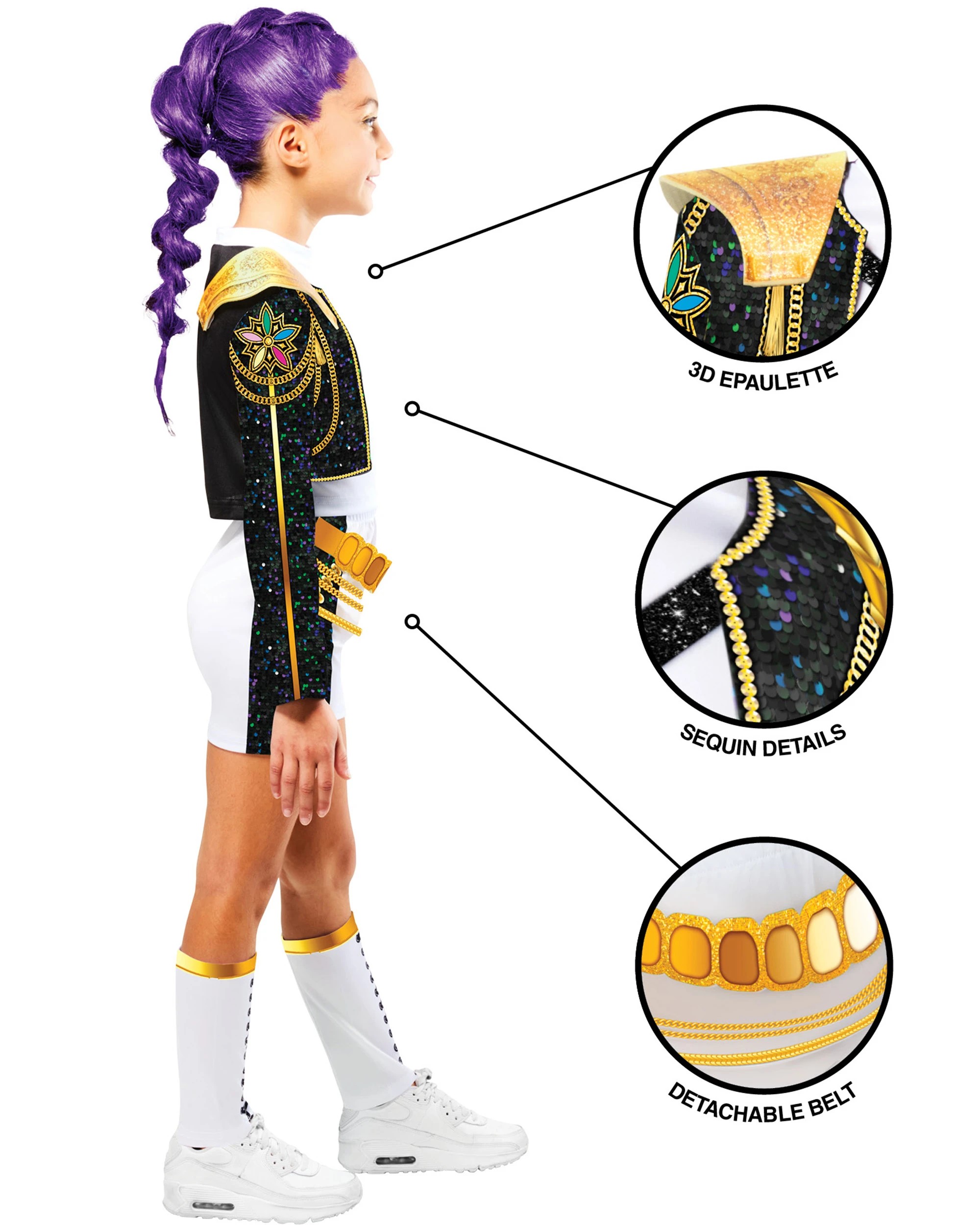 4 KPop Demon Hunters RUMI Deluxe Kids Costume Size 7 - 8yrs - Gold, 4 of 8
