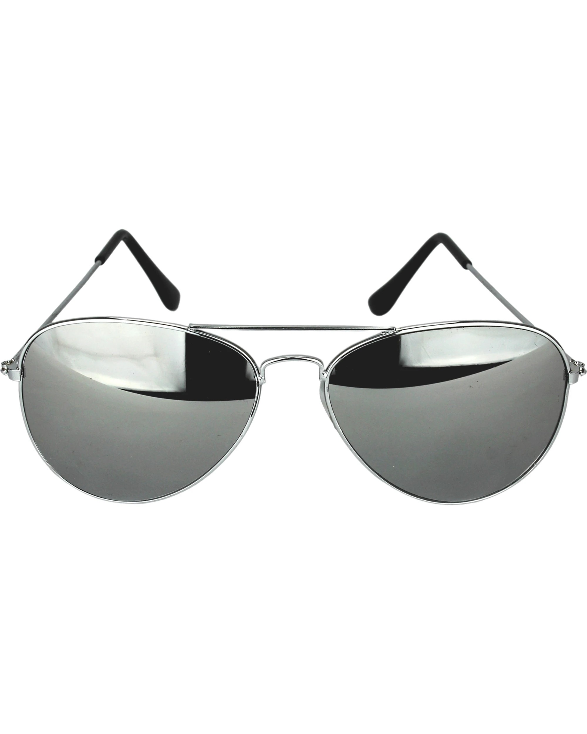 1 JD Party Mirrored Lens Aviator Glasses - Silver, 1 of 2