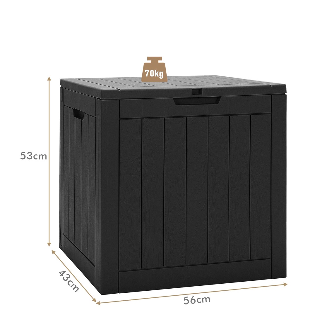 2 Costway 118L Outdoor Storage Box Plastic Deck Box - Black, 2 of 3