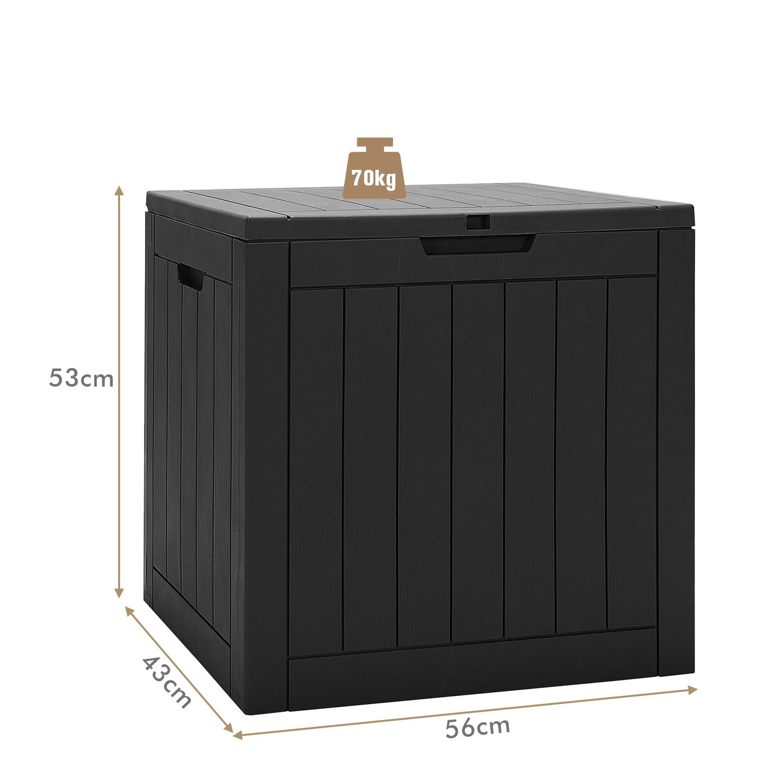 2 Costway 118L Outdoor Storage Box Plastic Deck Box - Black, 2 of 3