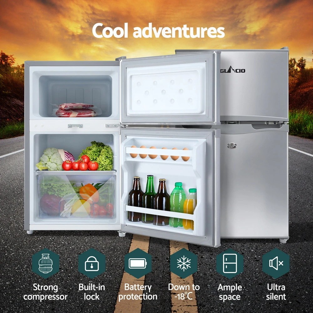 4 Glacio 65L Portable Fridge Freezer Bar Upright 12V/24V/240V Camping Caravan - Silver, 4 of 10