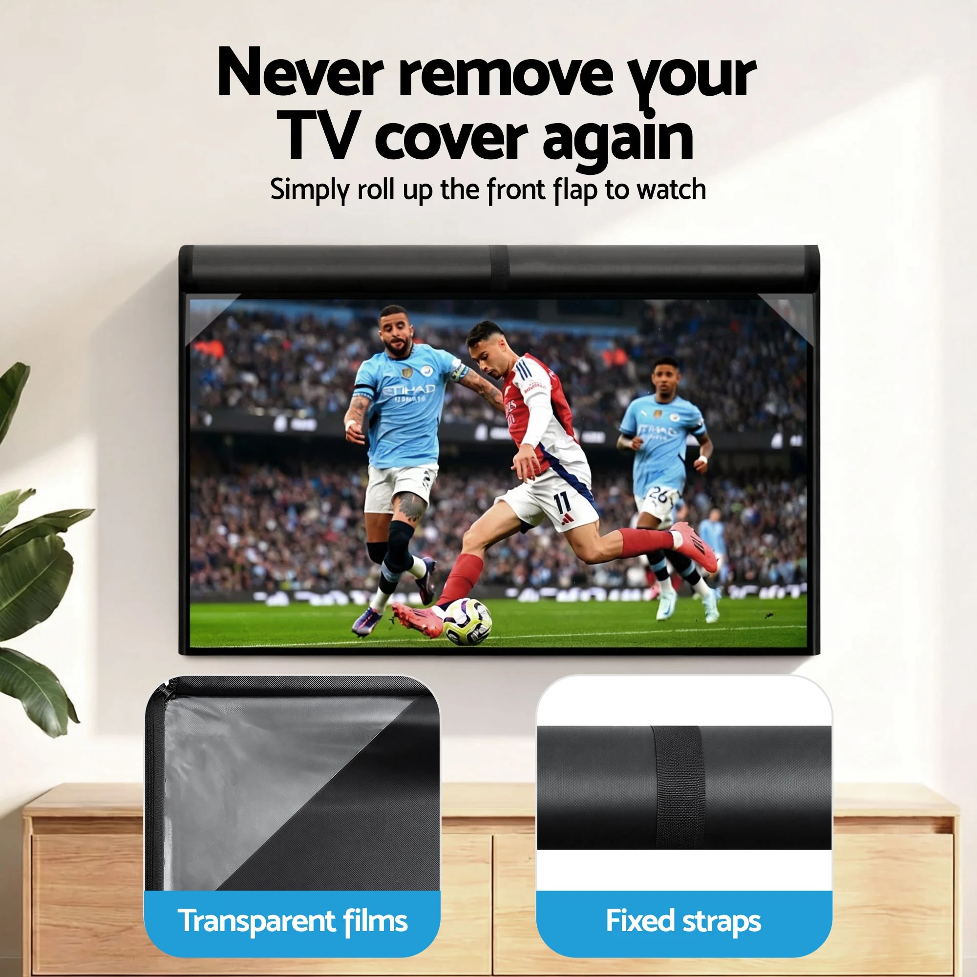 5 Artiss 40-43 Inch TV Cover Waterproof Outdoor Patio Flat Television Protector - Black, 5 of 6