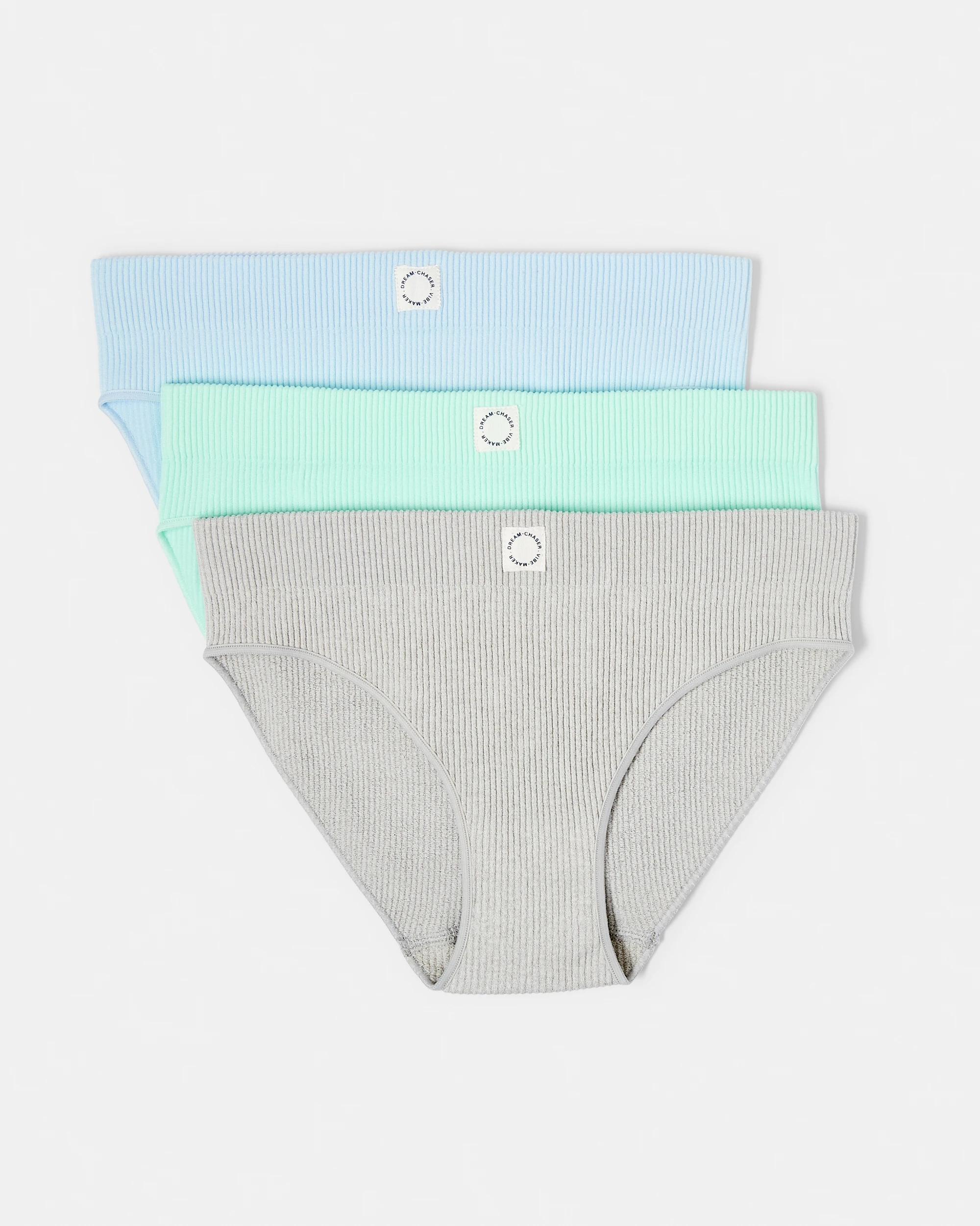 1 3 Pack Rib Seamfree Briefs Blue/marle, 1 of 5