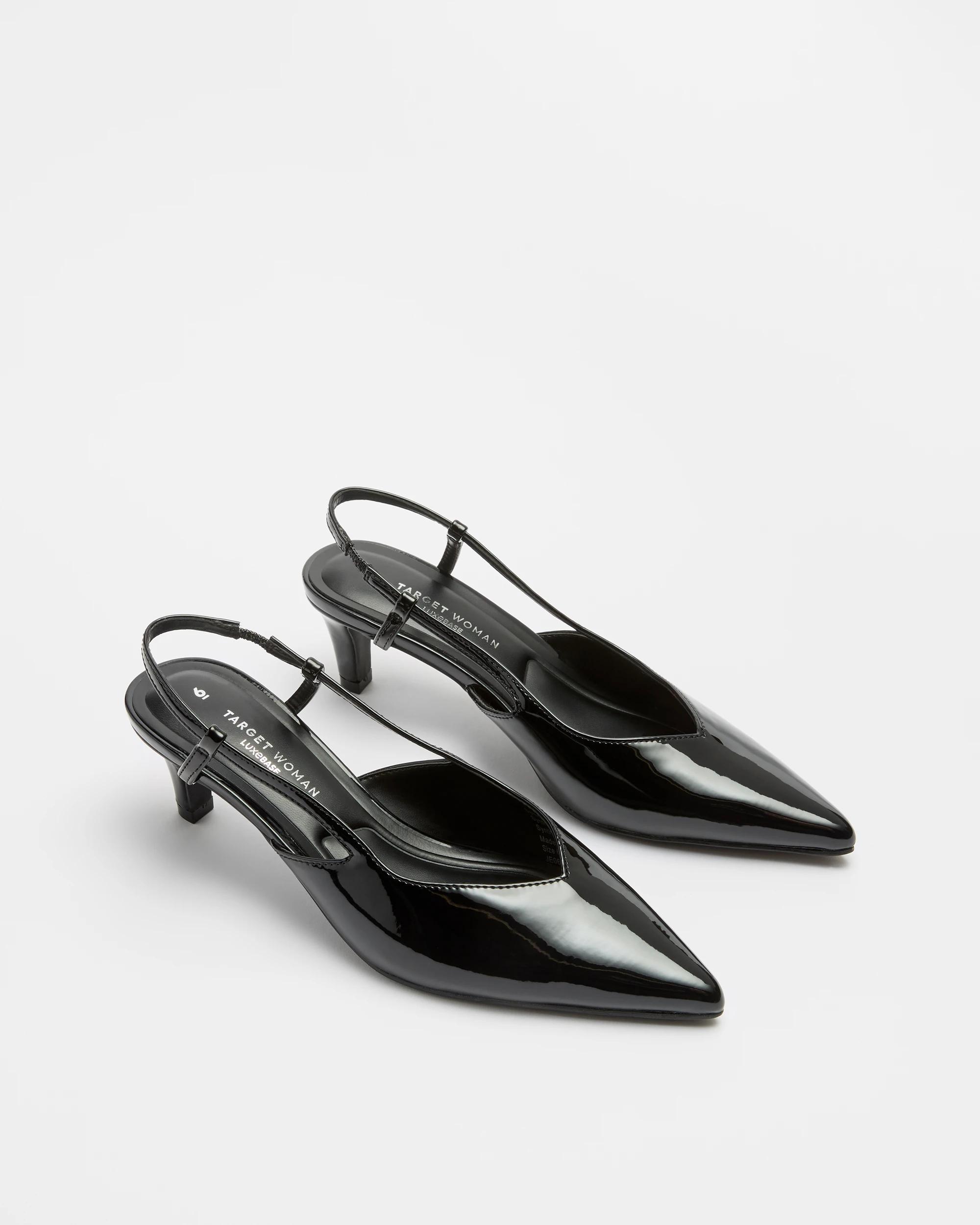 3 Target Womens Low Point Kitten Heel - Sasha BLACK PATENT, 3 of 3