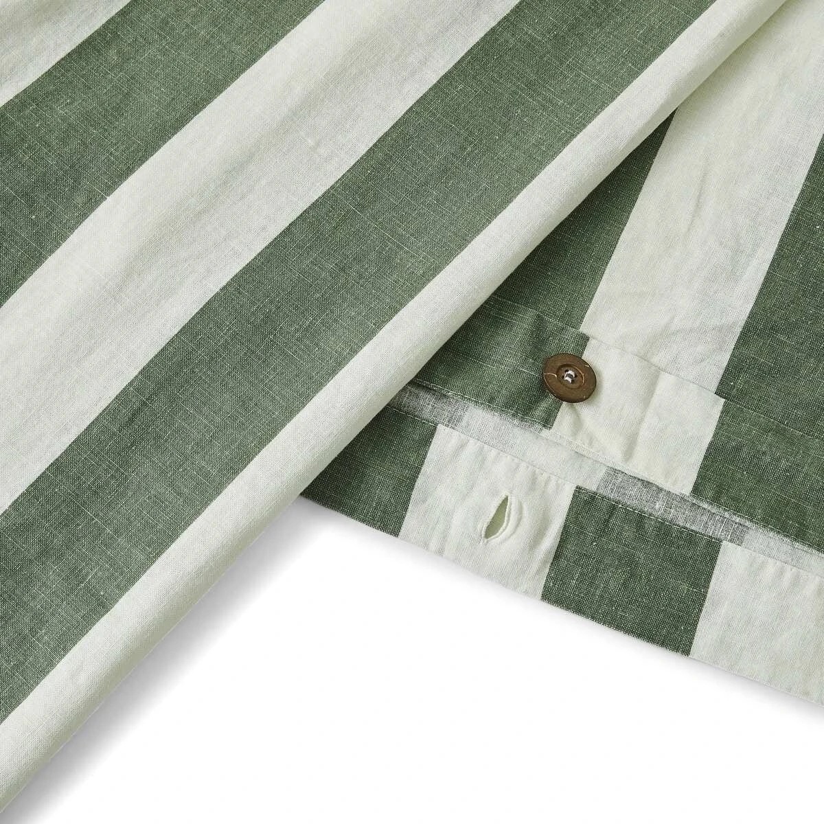 5 Stripe Linen Cotton Quilt Cover Set - Queen Bed, Forest, 5 of 7