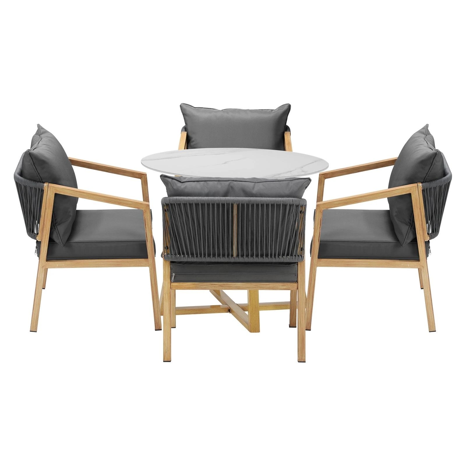 4 Livsip 5pcs Outdoor Dining Setting 90cm Table Lounge Chairs Patio Furniture Set
 - Multi, 4 of 8