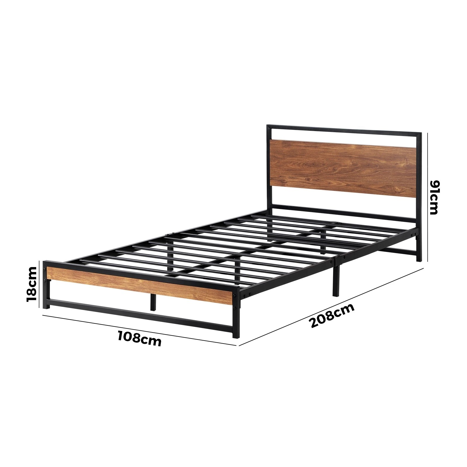 9 Oikiture Metal Bed Frame King Single Size Beds Base Platform Wood
 - Black, 9 of 9