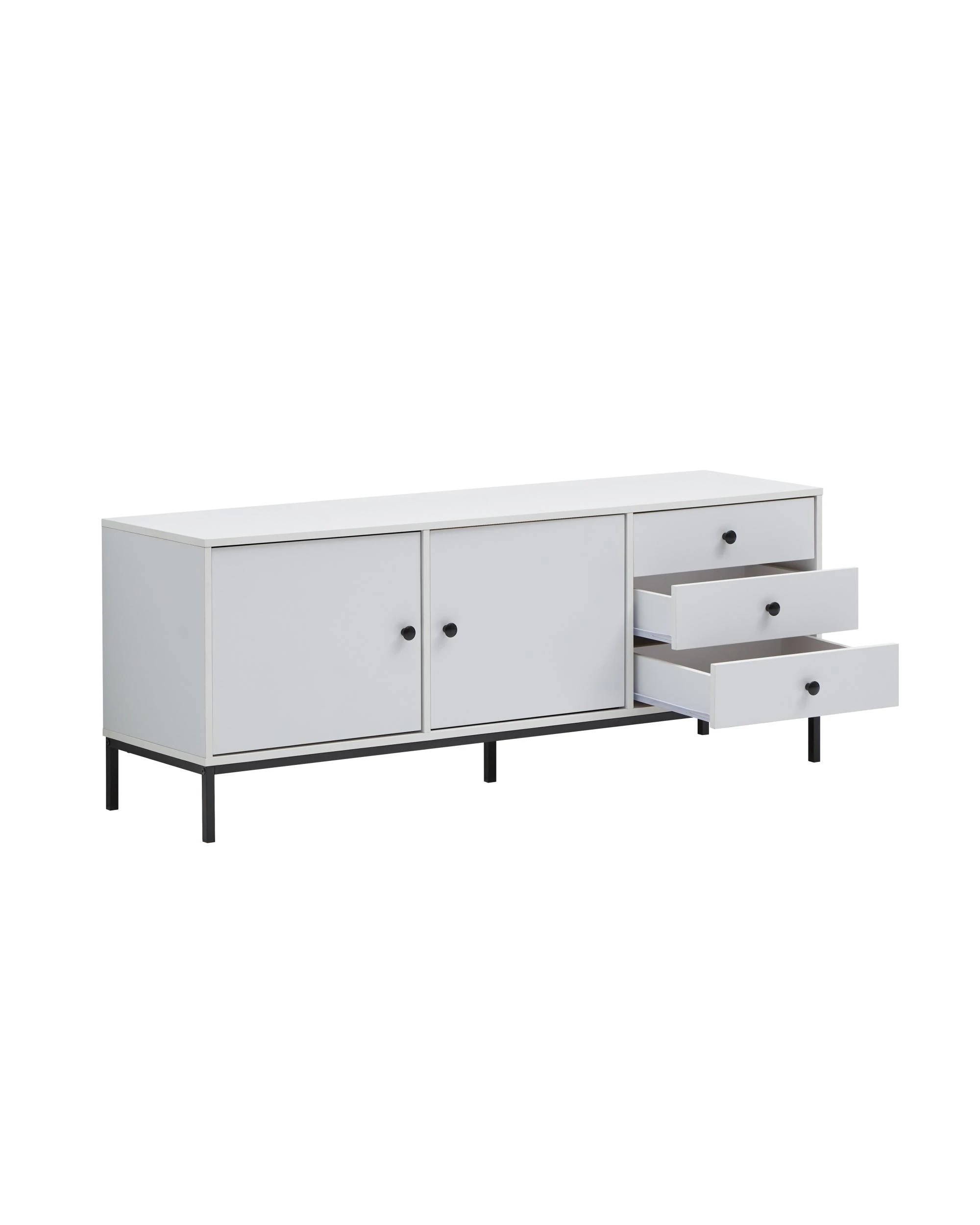 5 Kodu Entertainment Unit TV Unit Modern TV Stand 150cm 2 Doors 3 Drawers - White, 5 of 7