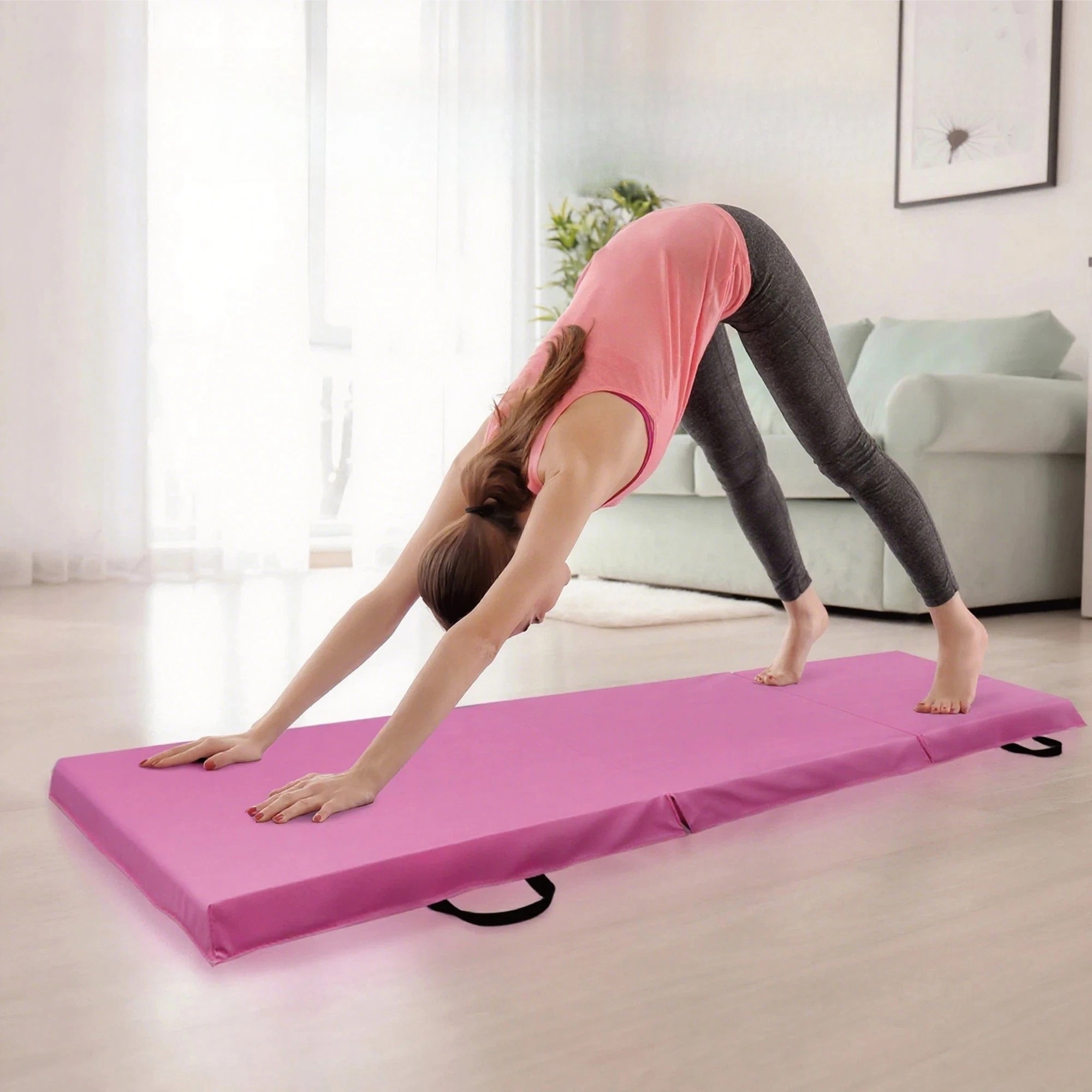 2 Fitness Master Folding Exercise Floor Mat Dance Yoga Gymnastics Training Home Pu, 2 of 10