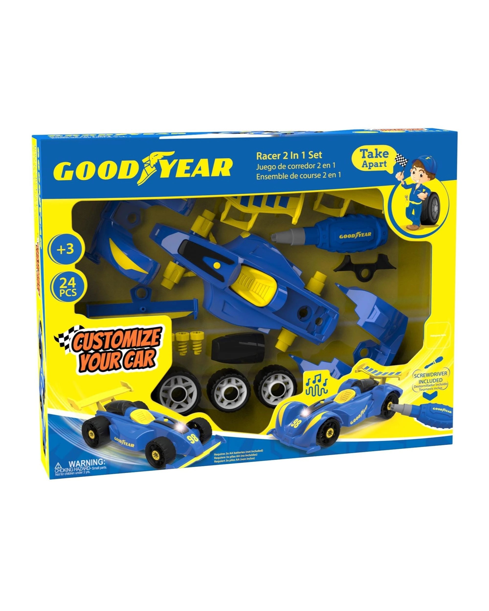 3 Goodyear 24 Piece Take Apart Vehicle Racer 2 in 1 Set, 3 of 3