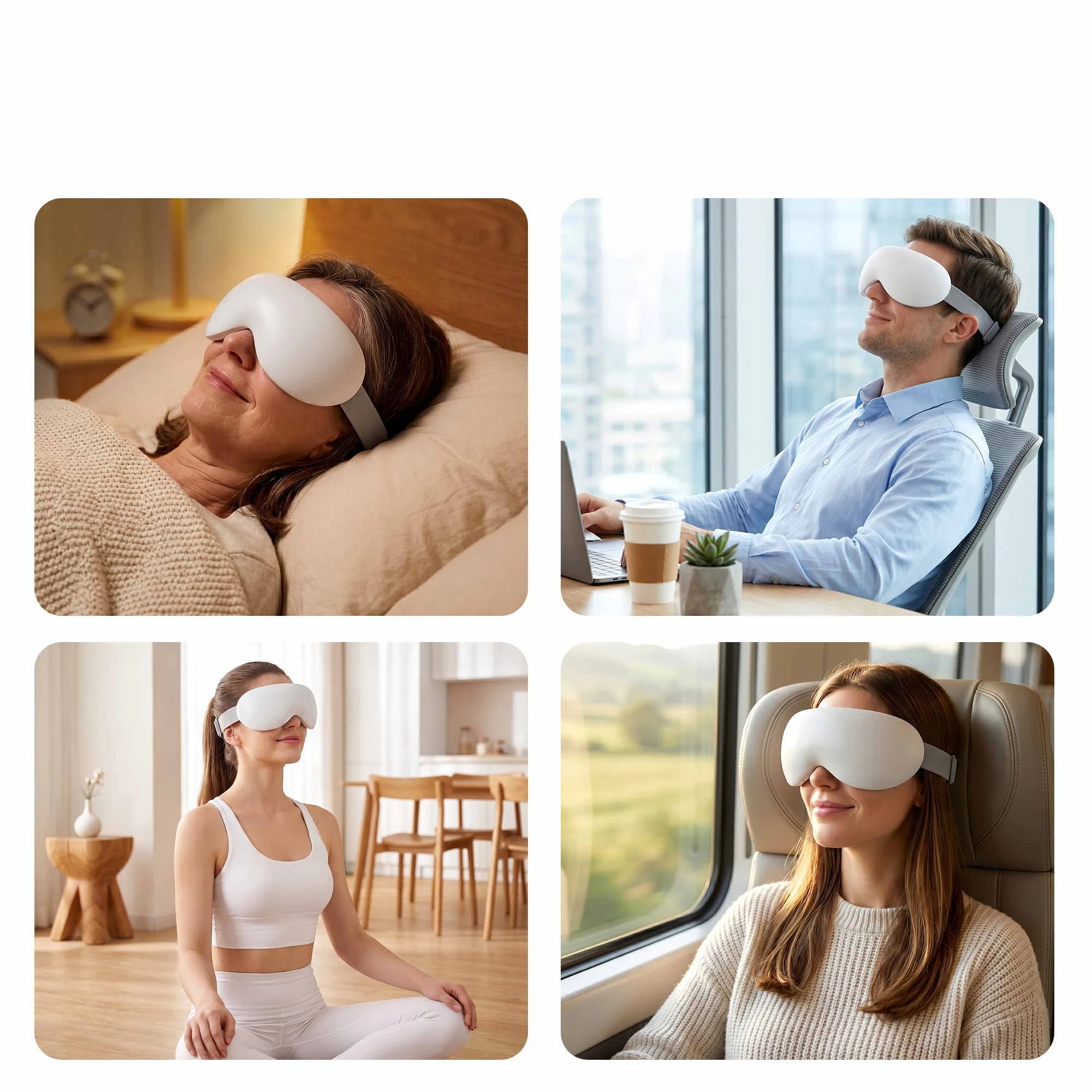 7 Livemor Eye Massager with Cooling & Heating with 12 Vibrating Nodes for Migraine Relief Bluetooth Music - White, 7 of 9