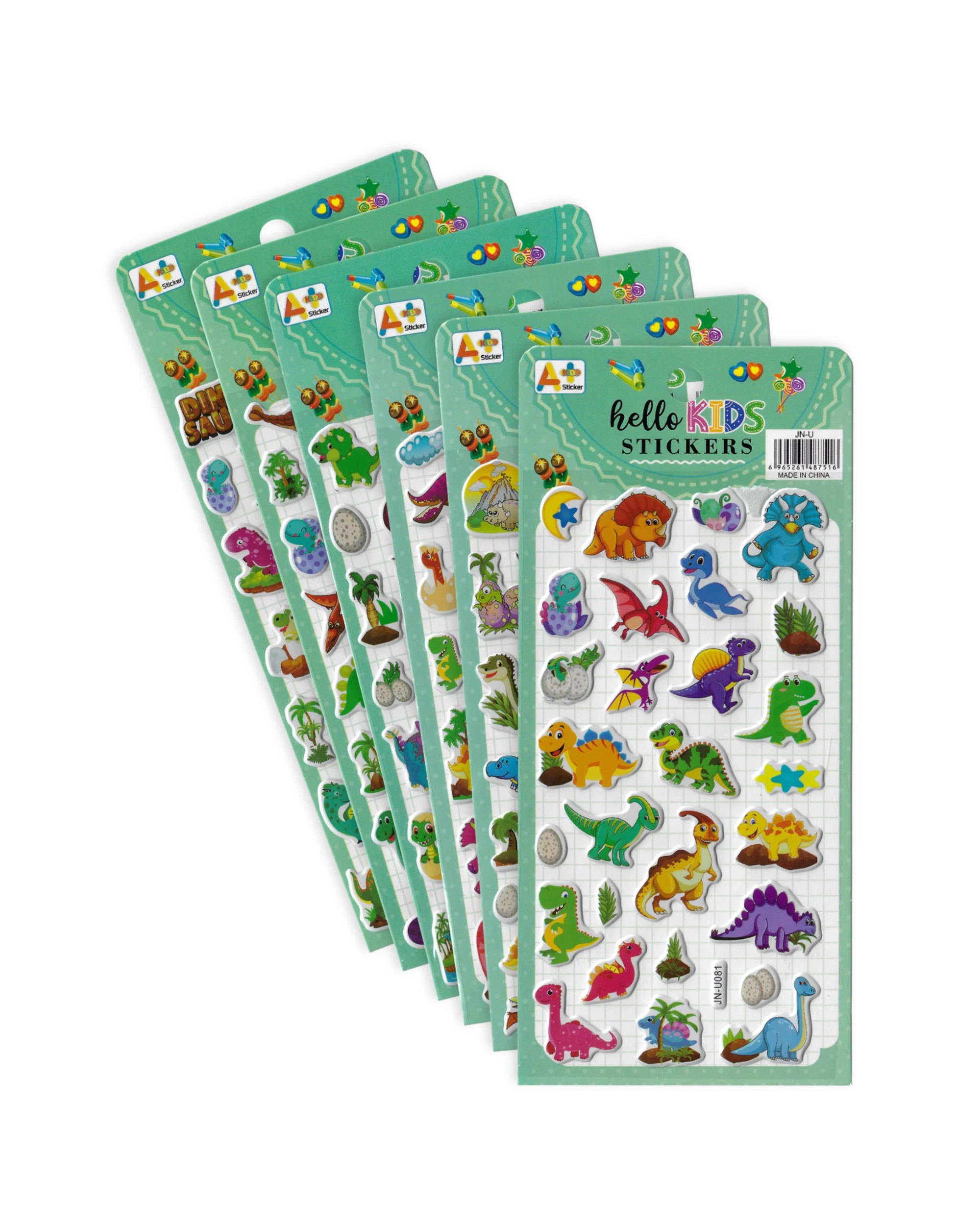 1 Party Maker Dinosaur Stickers 6 Sheets, 1 of 3