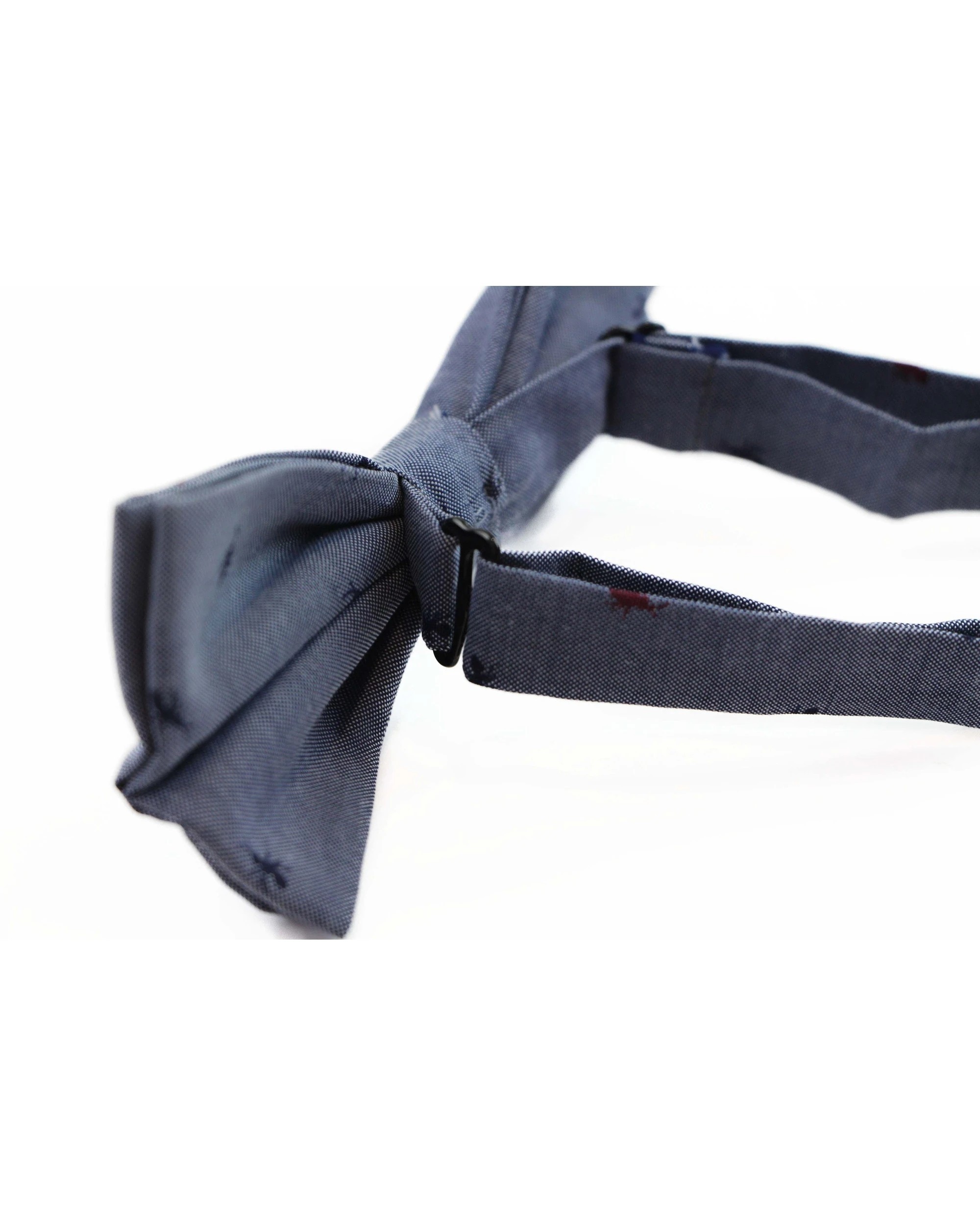 2 Zasel Mens Navy Denim Preppy Insects Patterned Cotton Bow Tie, 2 of 2