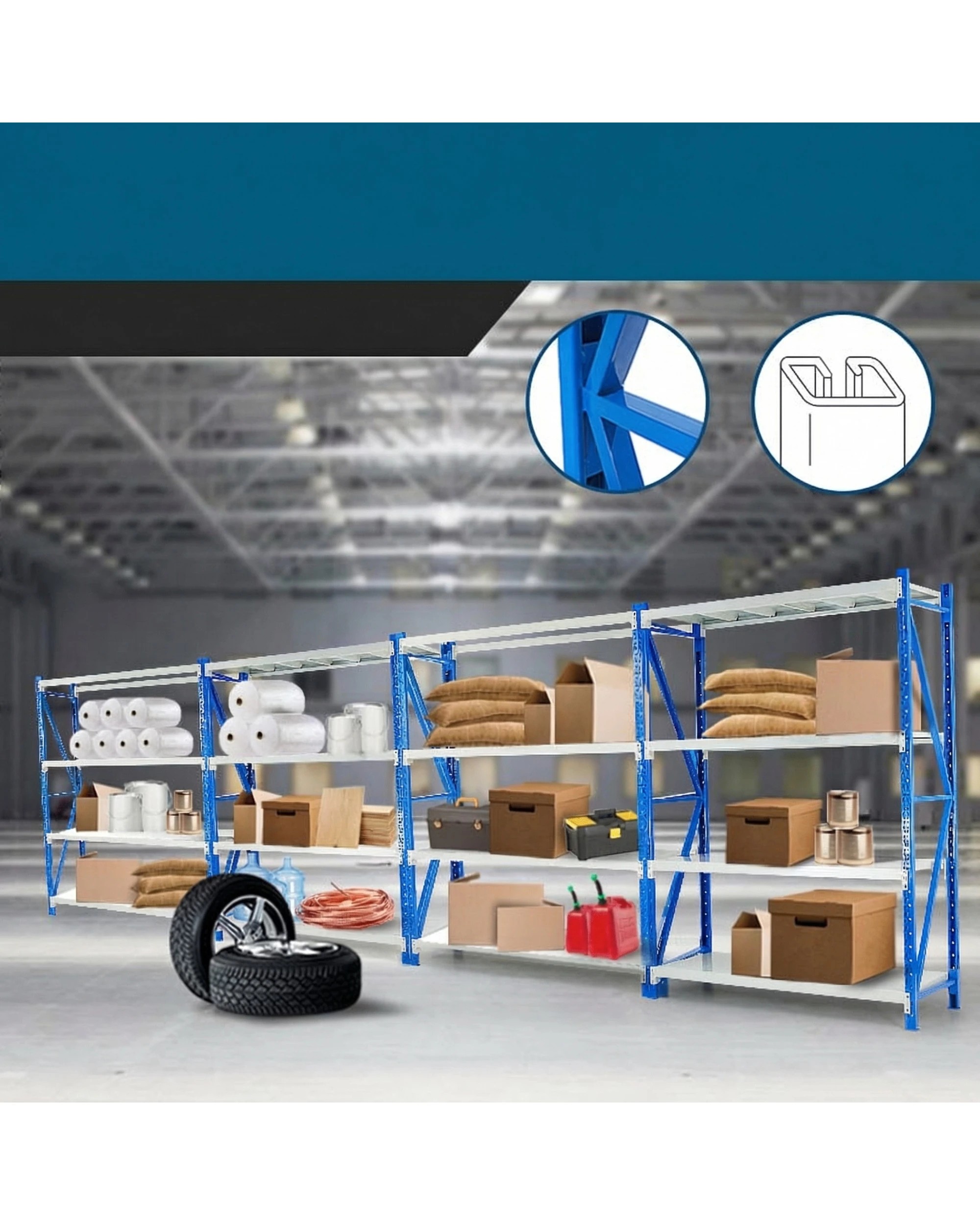 1 Centurion Standard 4 Bay 8M Wide Heavy Duty Shelving 400 kg, 1 of 7