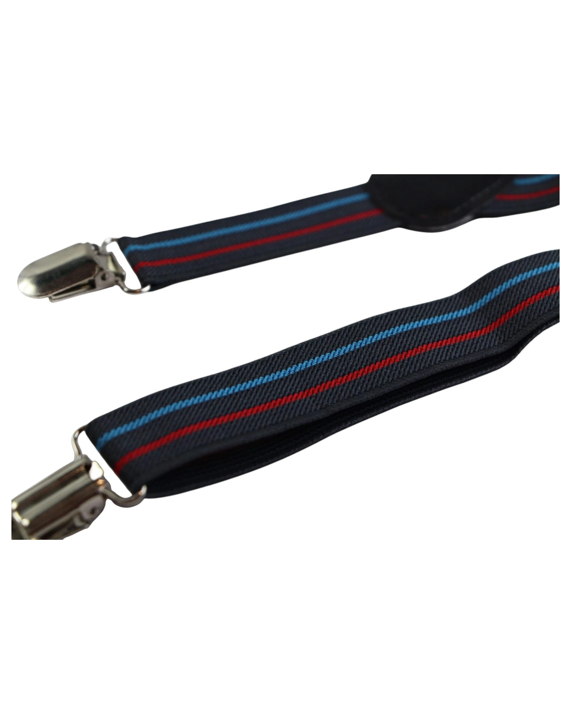 3 Zasel Boys Adjustable Charcoal, Red & Light Blue Striped Patterned Suspenders - Multi - Multi, 3 of 4