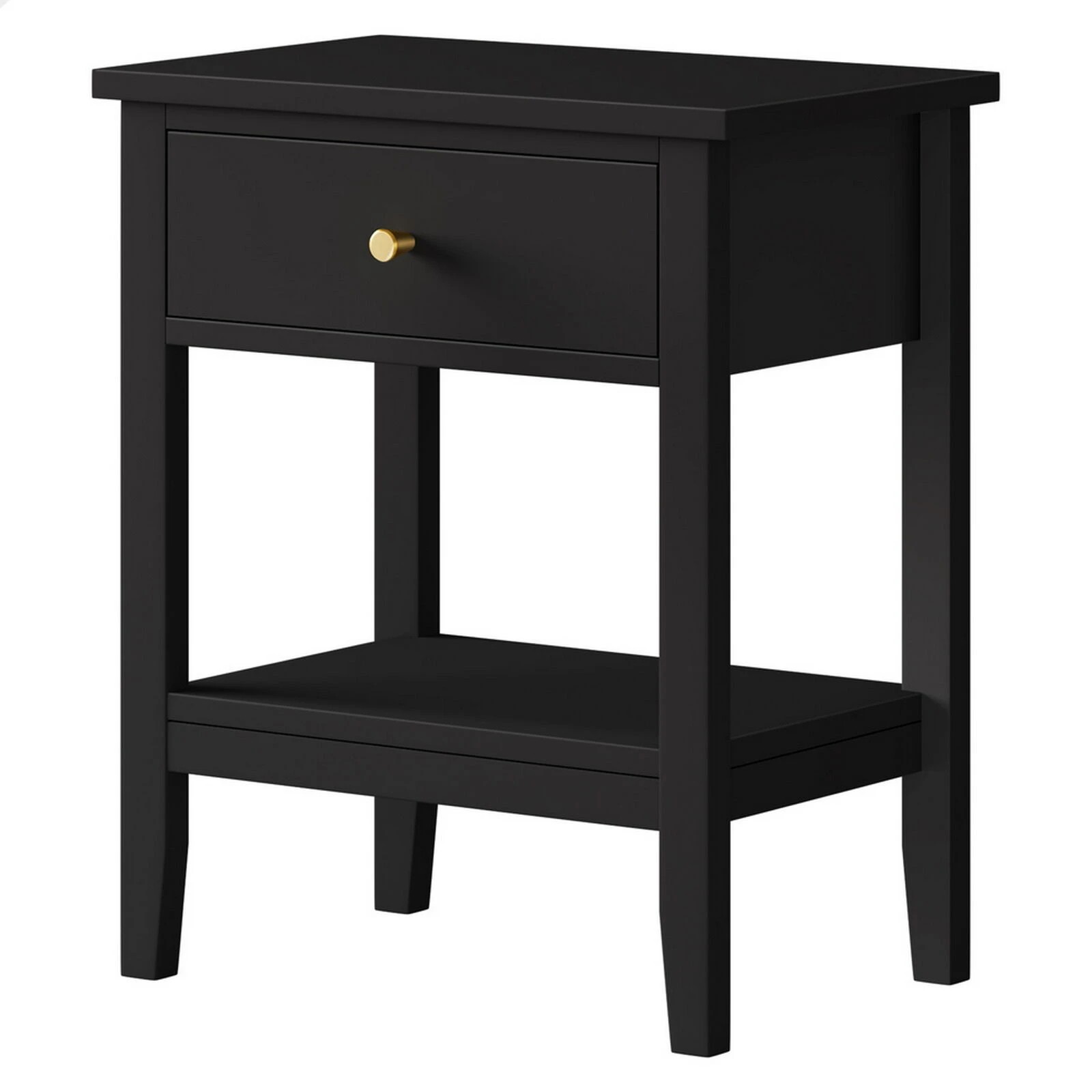 1 Alfordson Bedside Table Hamptons Nightstand Storage Side End 1 Drawer - Black, 1 of 10